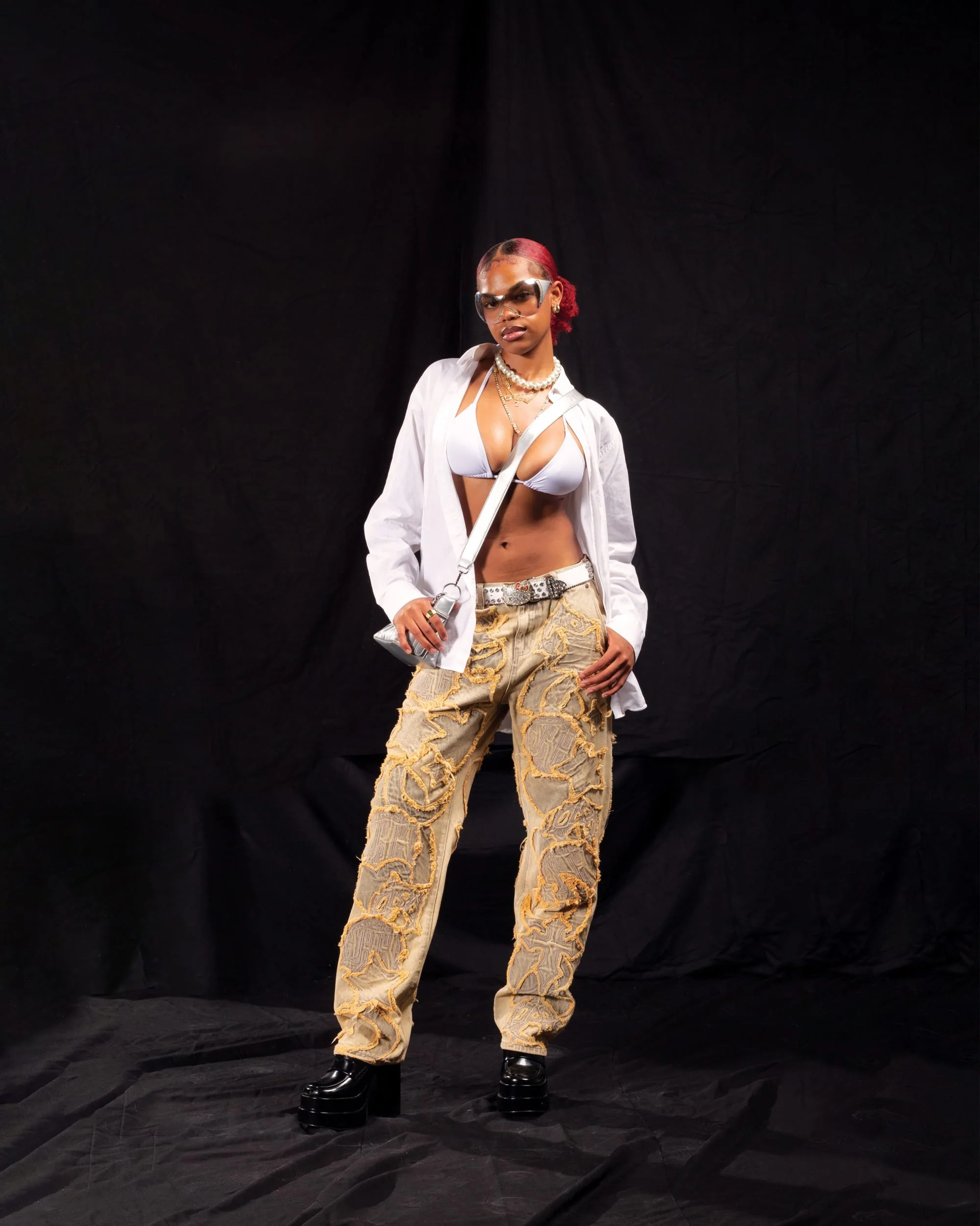 ICONOGRAPHY DENIM PATCH WORK PANTS - Image 9