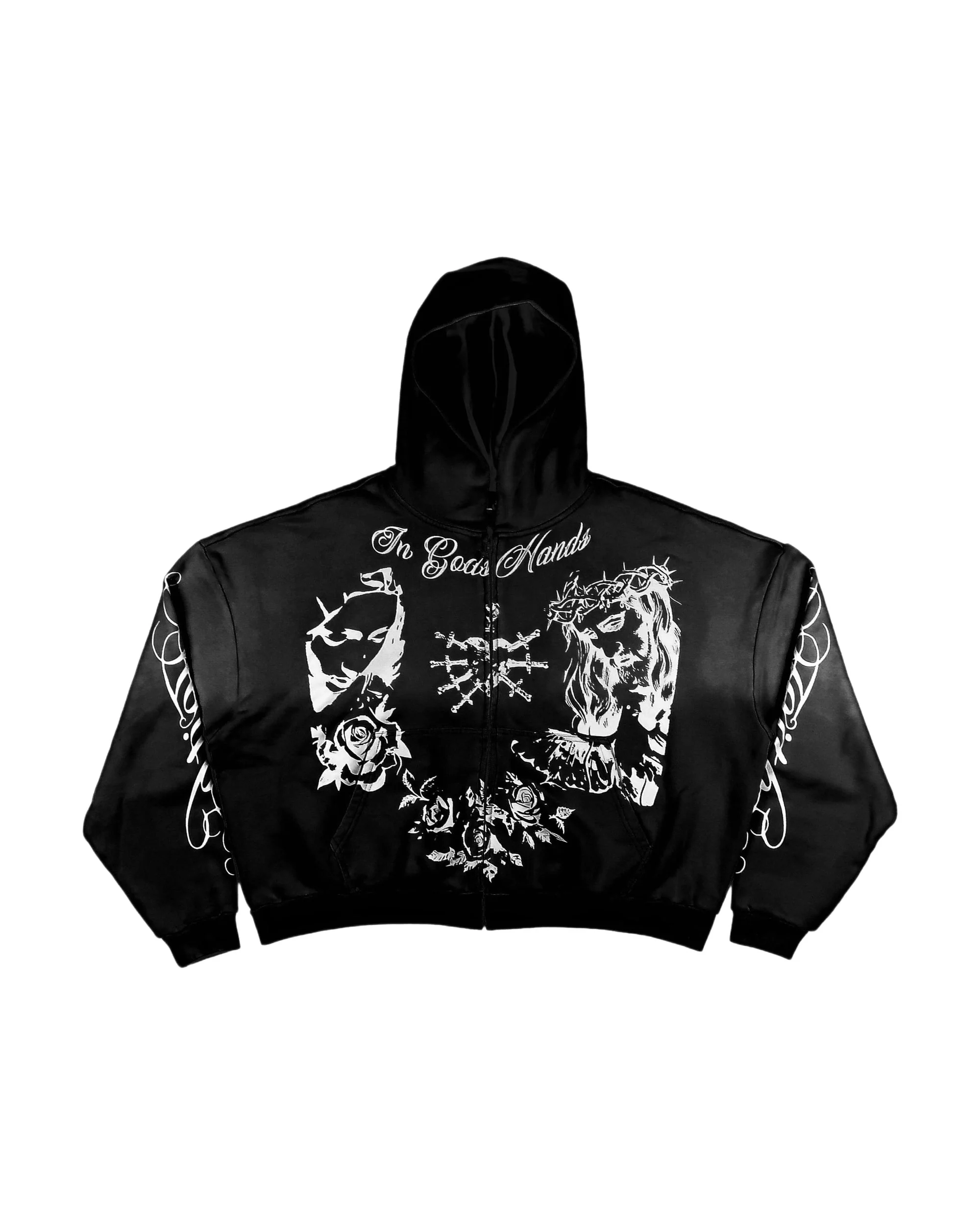 'In Gods Hands' Black Zip Up