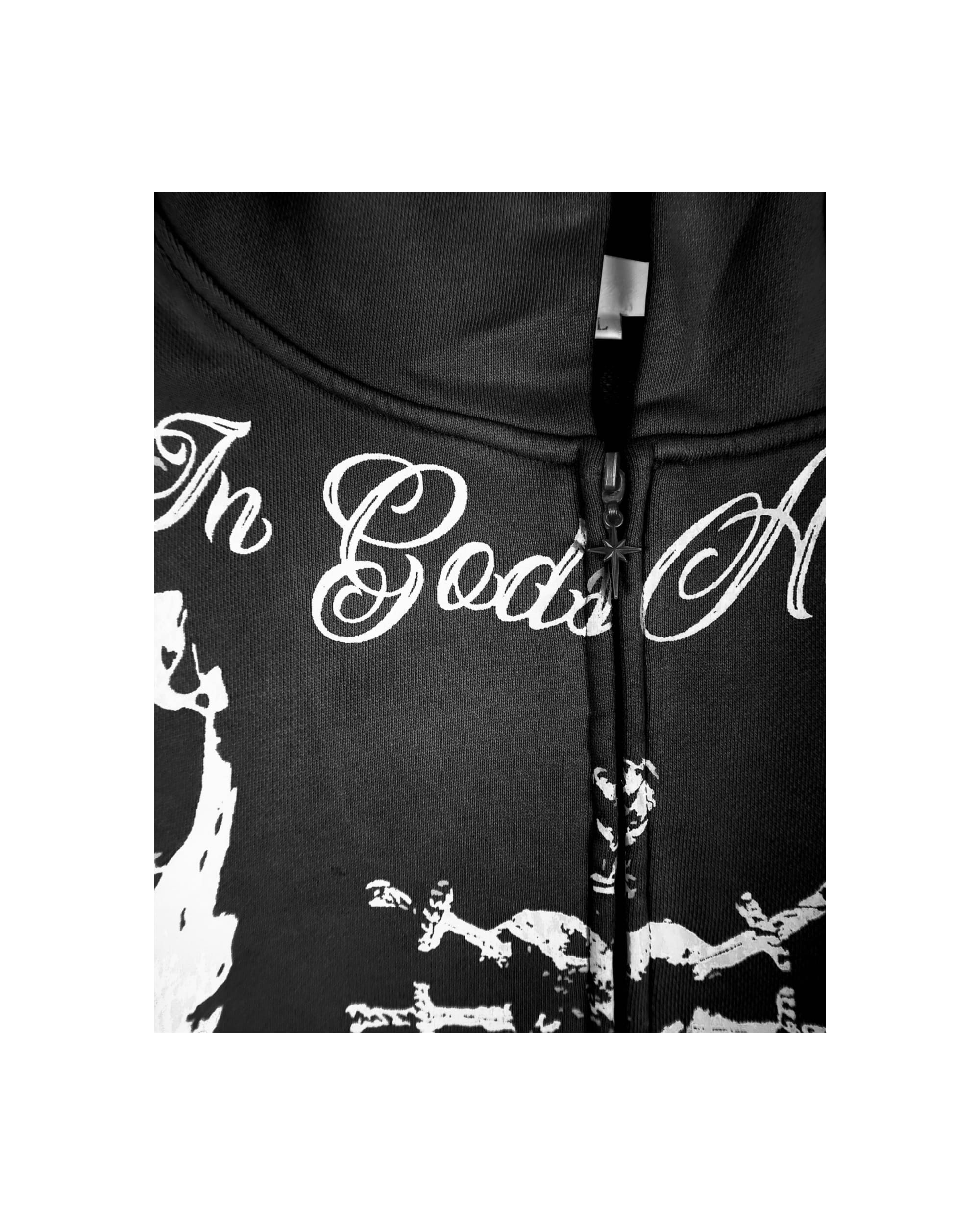 'In Gods Hands' Black Zip Up - Image 4