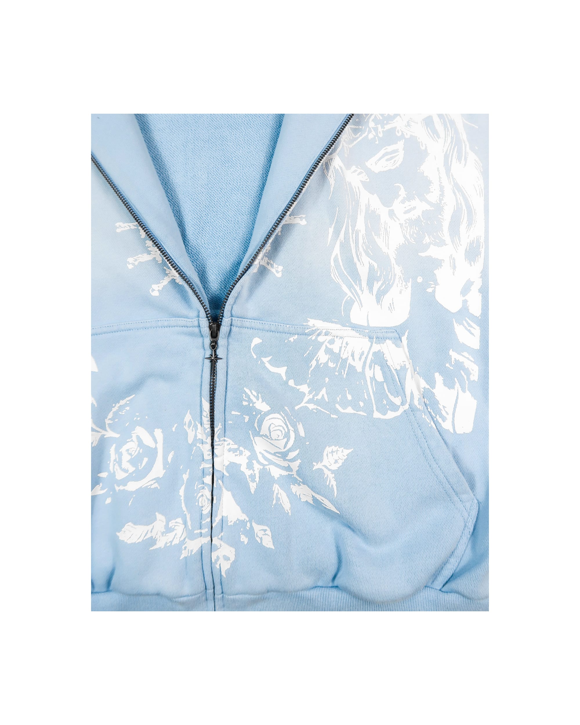 'In Gods Hands' Sky Blue Zip Up - Image 2
