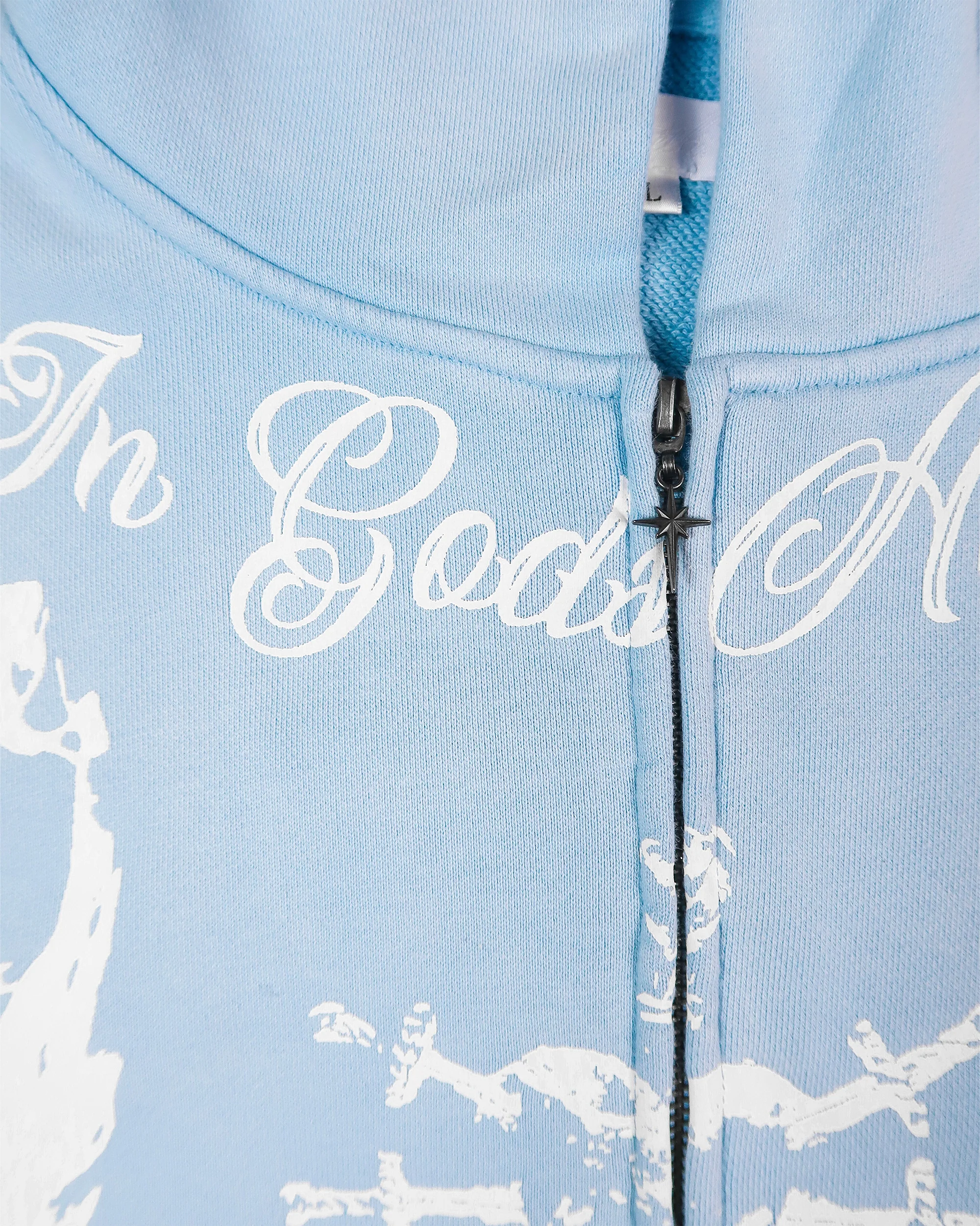 'In Gods Hands' Sky Blue Zip Up - Image 3