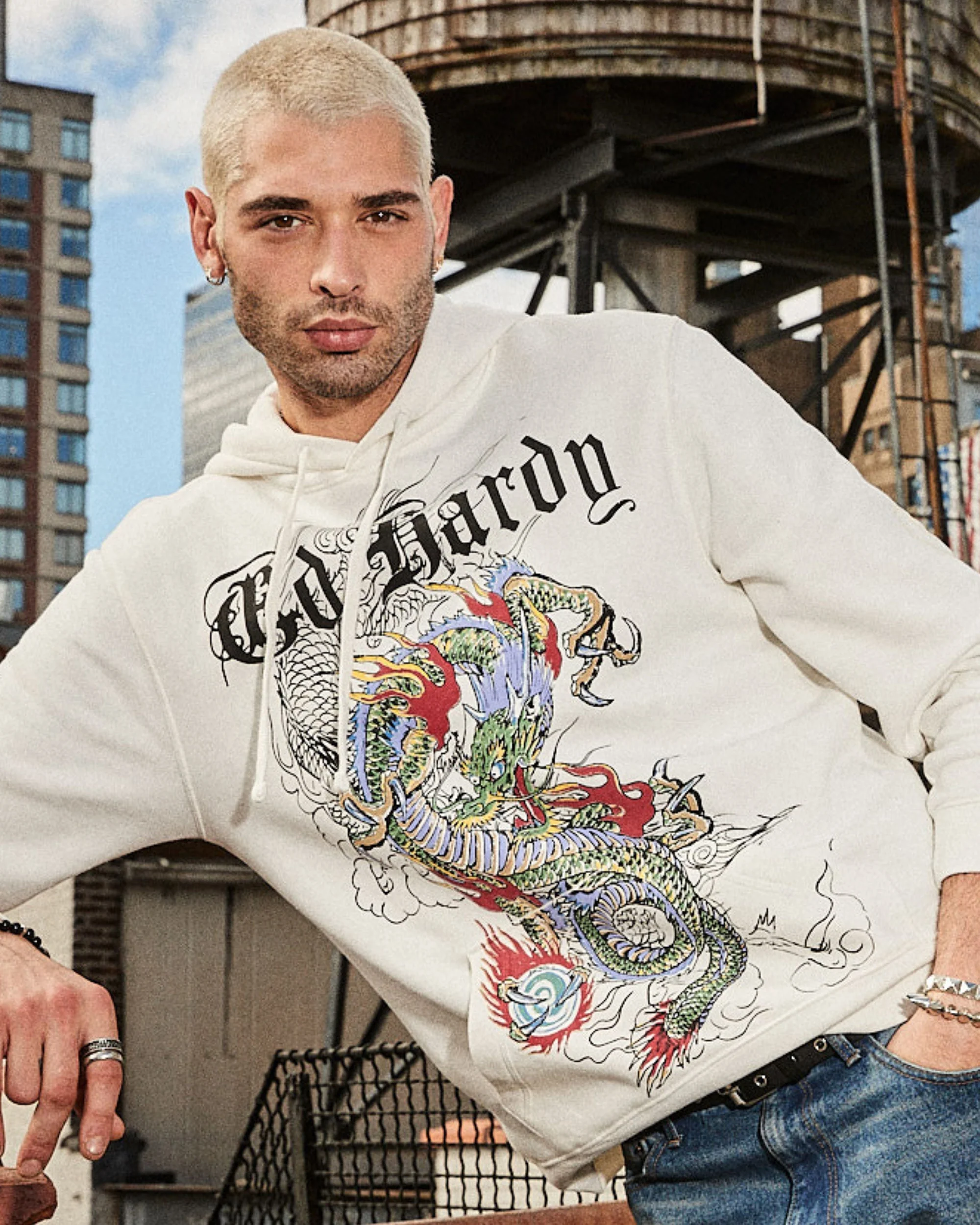 Japan Dragon Ivory Pullover Hoodie - Image 4