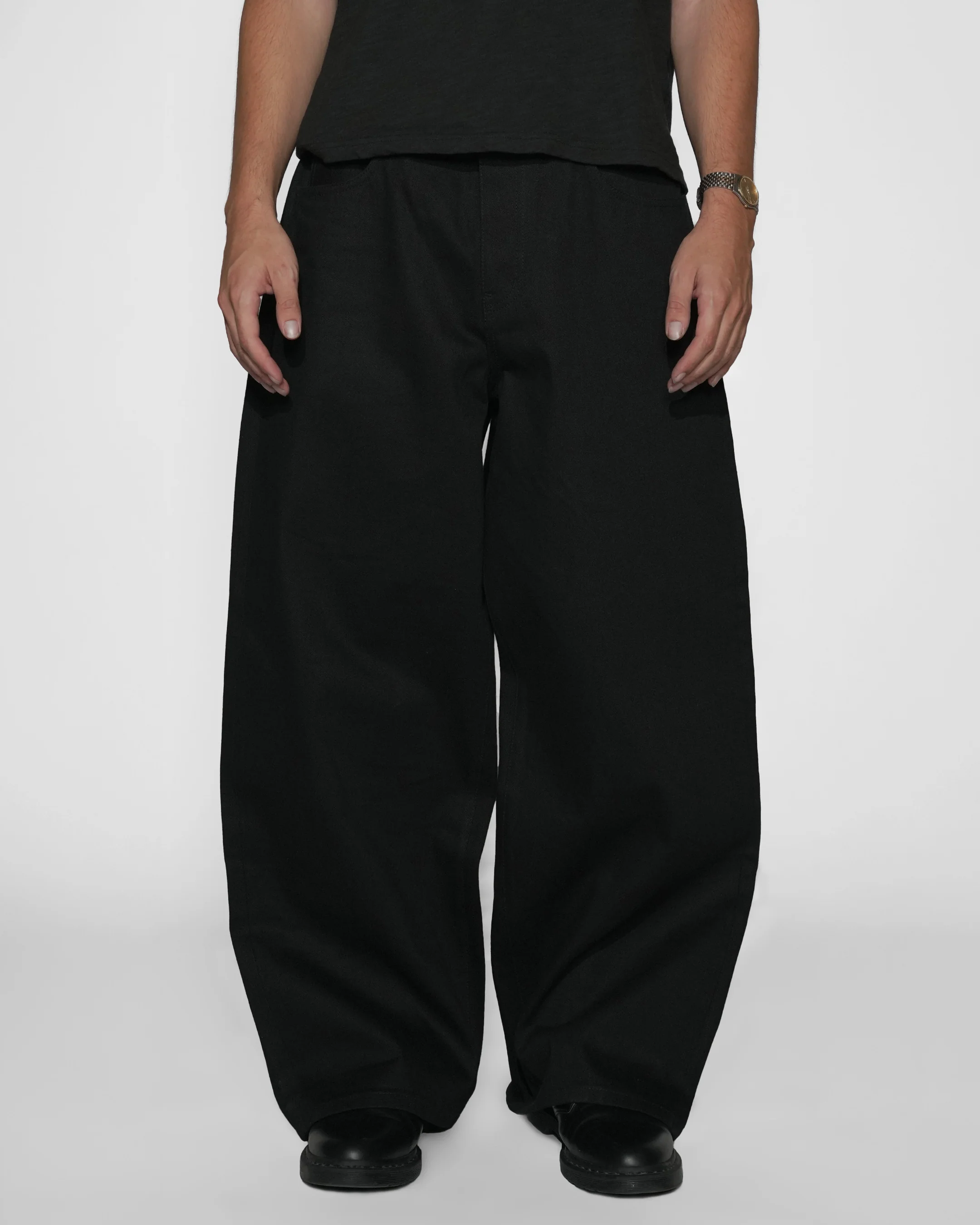Japanese Selvedge Matte Black Baggy Jeans - Image 7