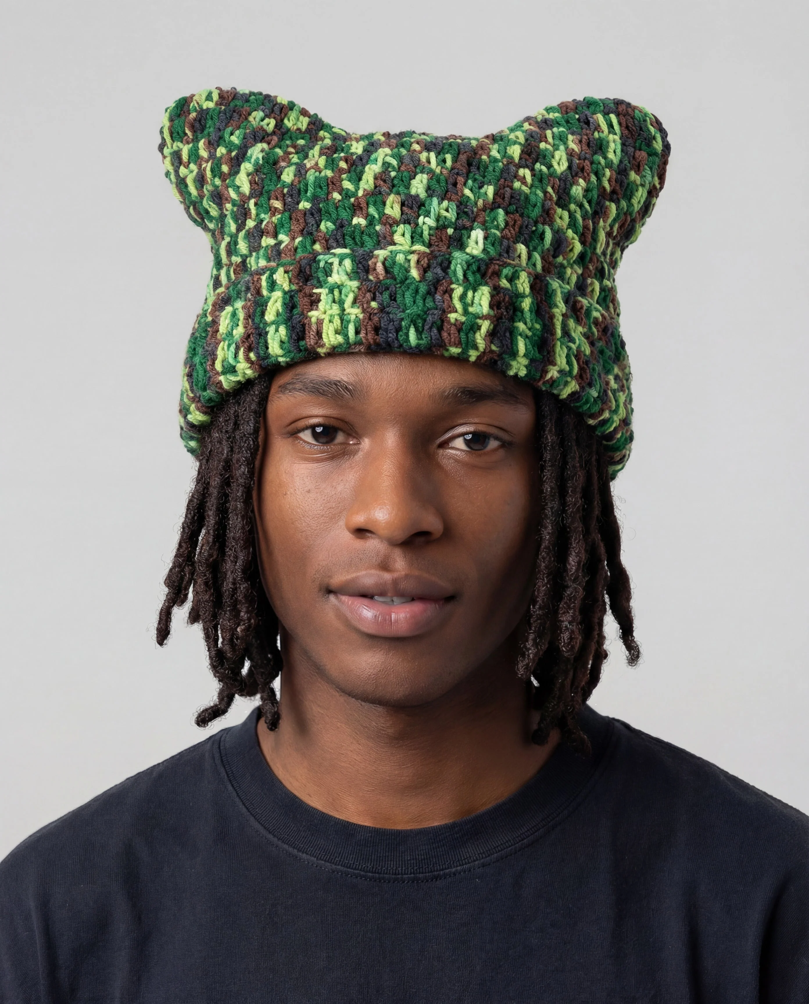 Jungle Camo Crochet Cat Hat - Image 2