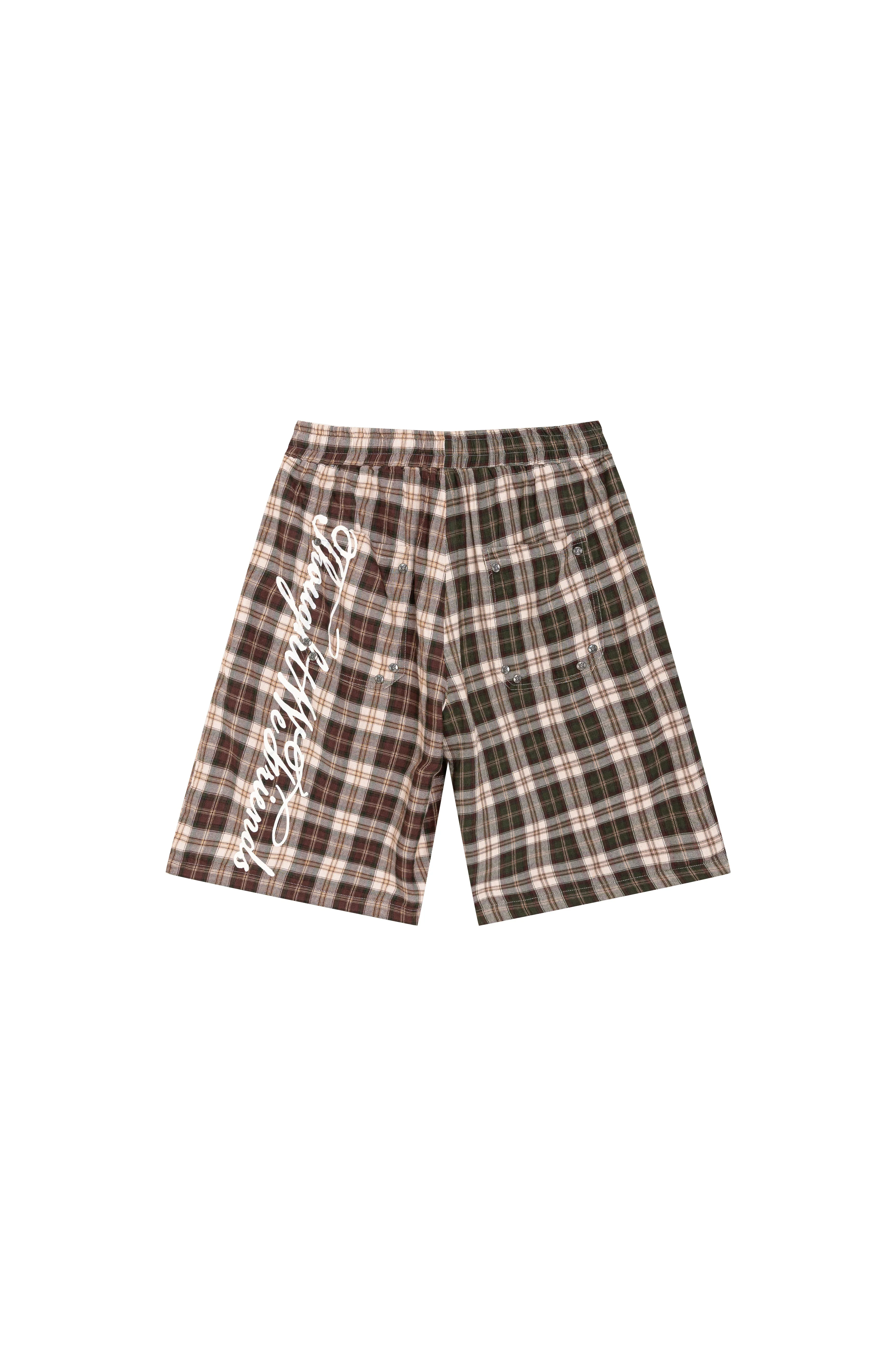 Junoa Printed Plaid Shorts in Red & Green - Image 10