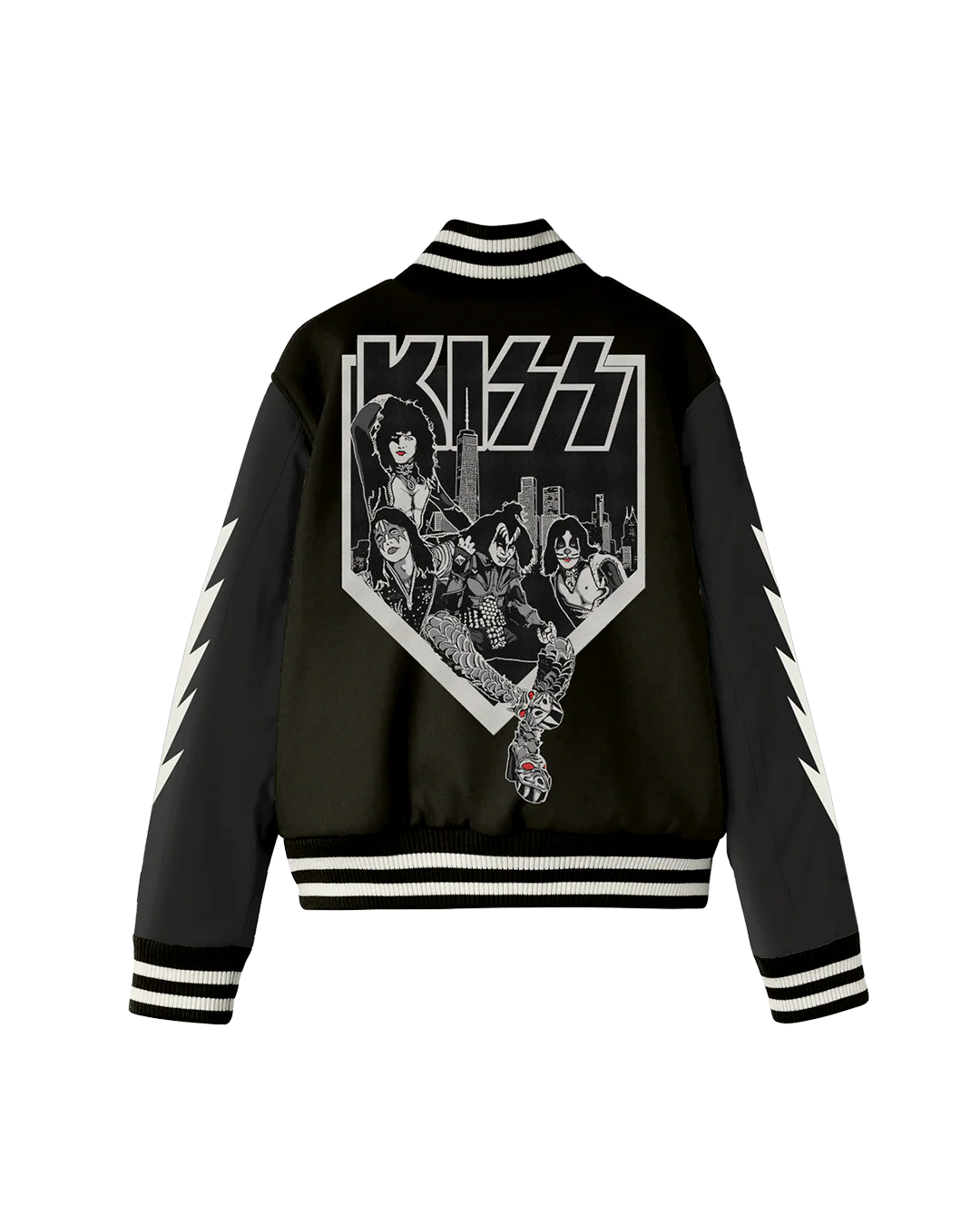 KISS NYC Pop Up Leather Varsity Jacket - Image 2