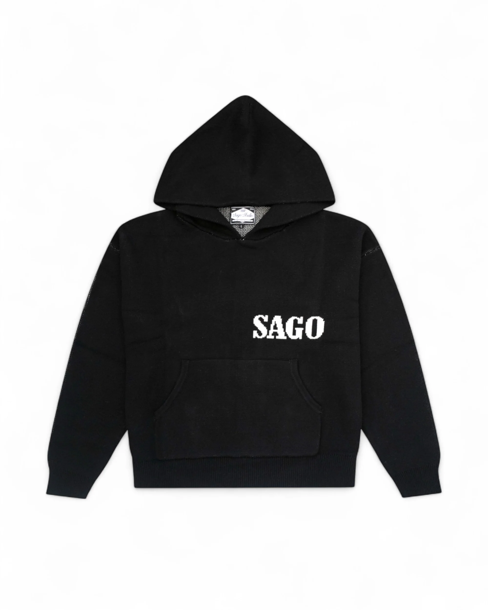 Knit pullover hoodie