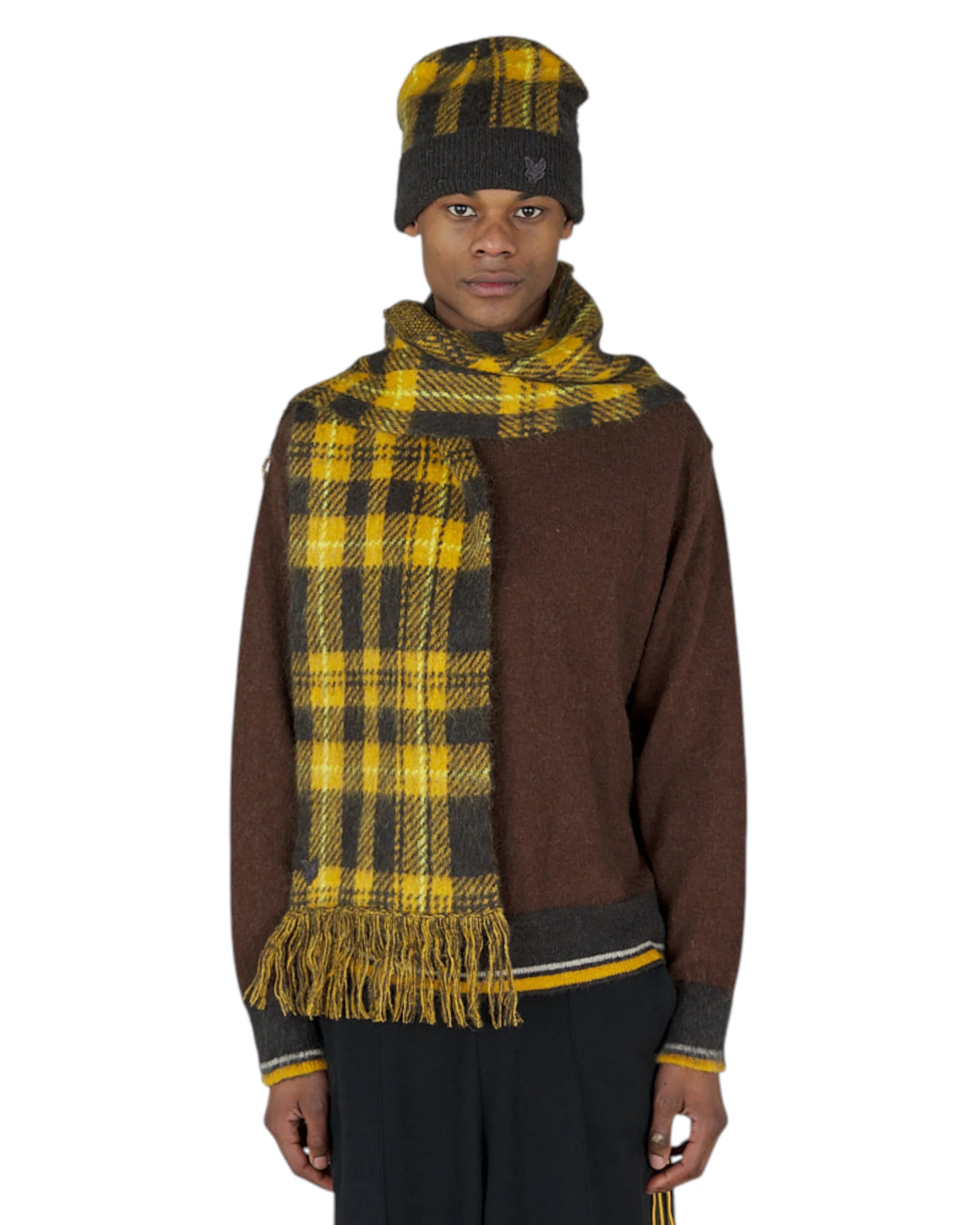KNITTED TARTAN SCARF - ANNIVERSARY GOLD