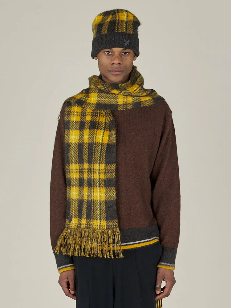 KNITTED TARTAN SCARF - ANNIVERSARY GOLD - Image 5