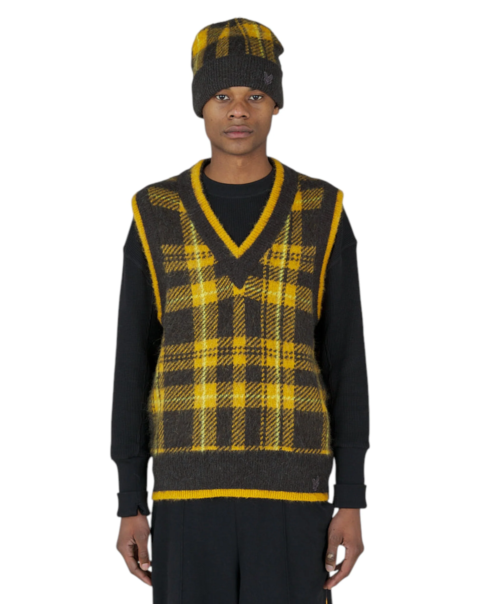 KNITTED TARTAN VEST - ANNIVERSARY GOLD - Image 5