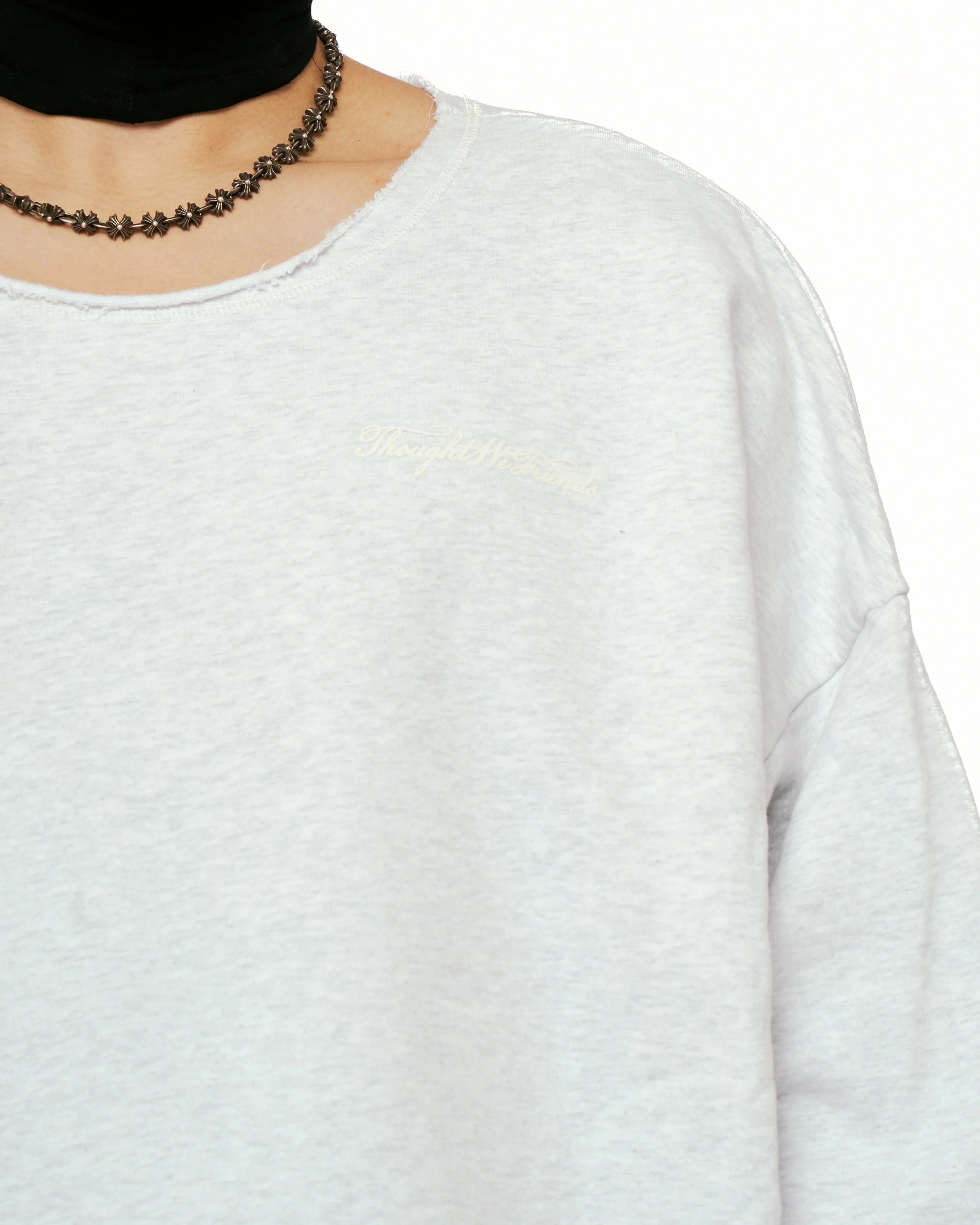 Knox Distressed Printed Crewneck in Light Grey - Image 15