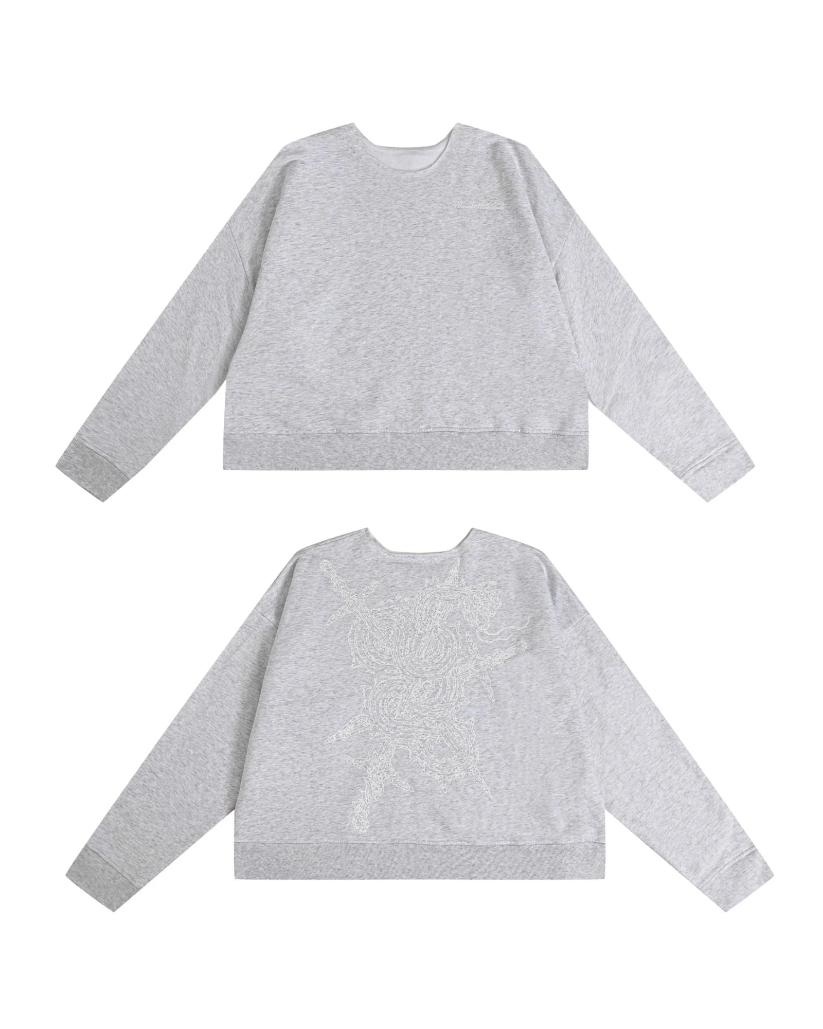 Knox Distressed Printed Crewneck in Light Grey - Image 16