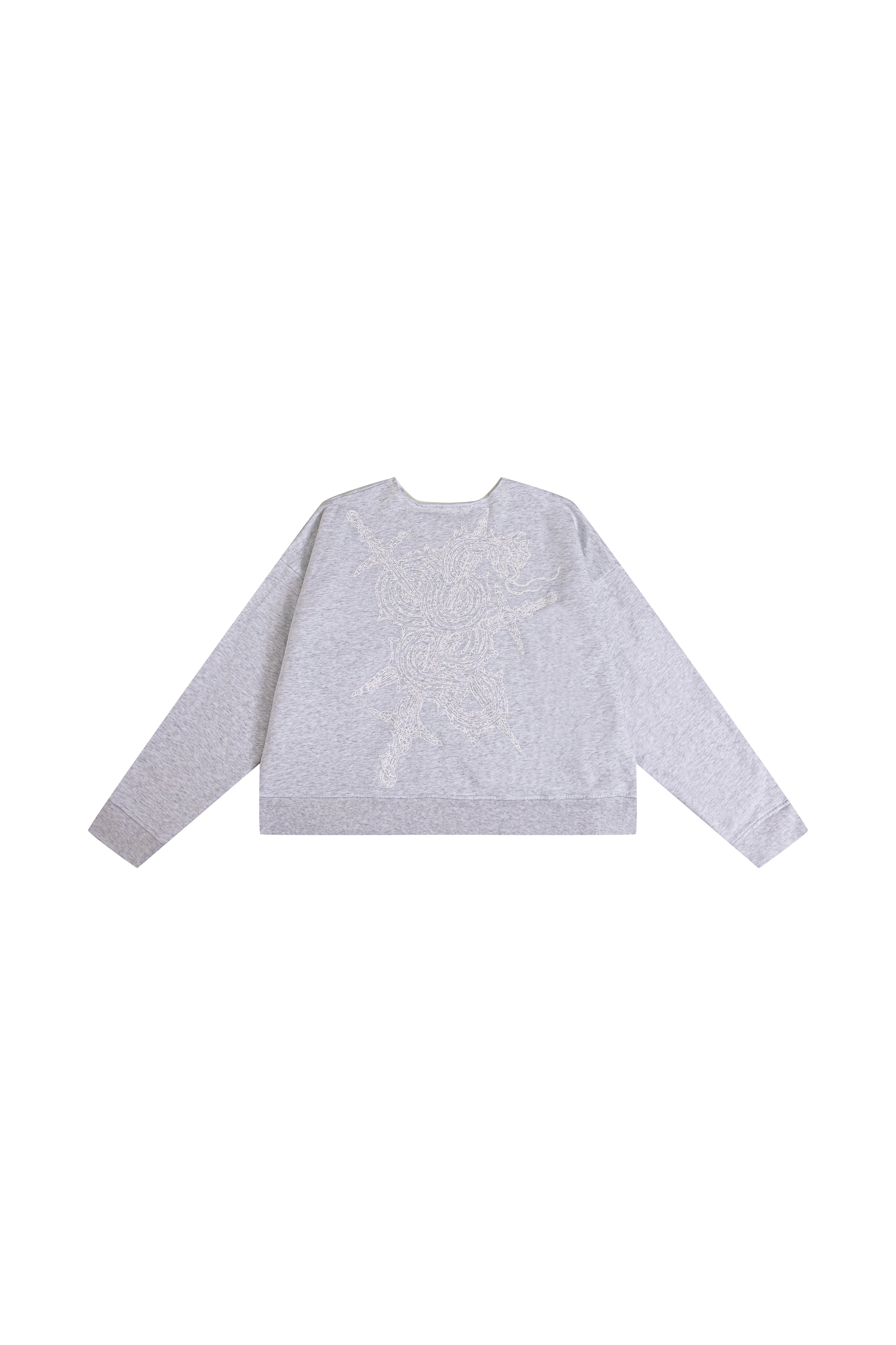 Knox Distressed Printed Crewneck in Light Grey - Image 9