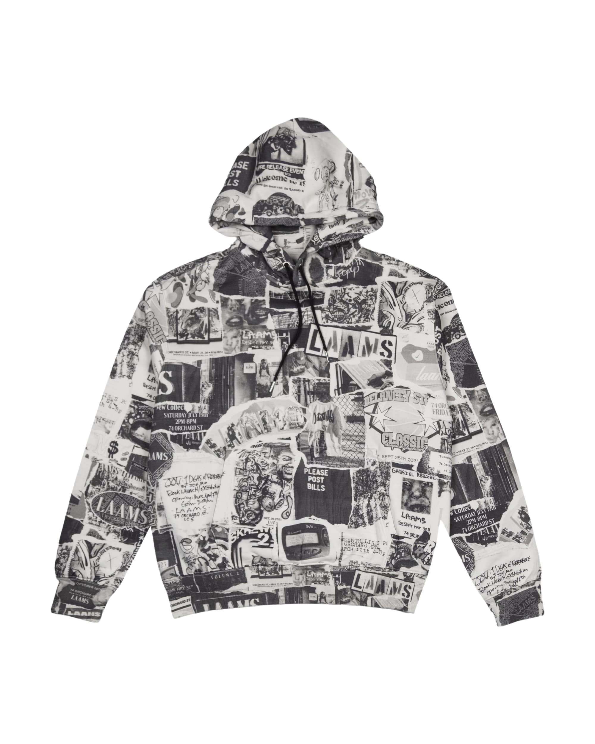 LAAMS Posted Bills All Over Hoodie (Black/White)