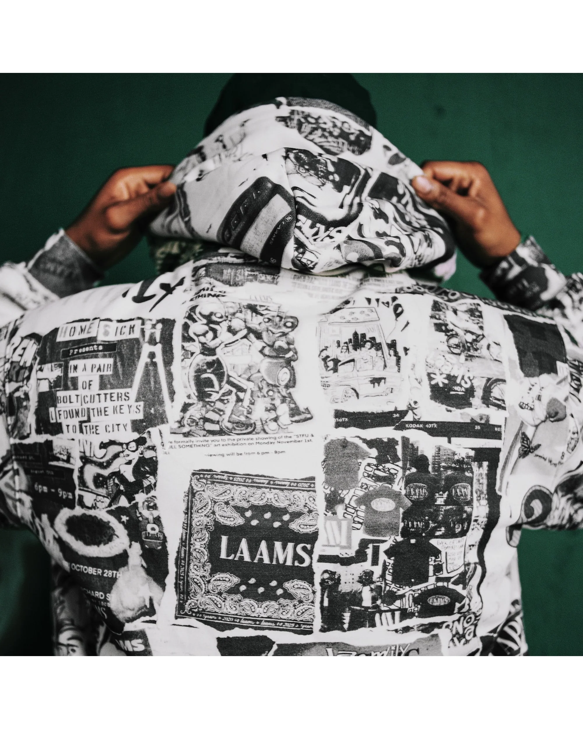 LAAMS Posted Bills All Over Hoodie (Black/White) - Image 5