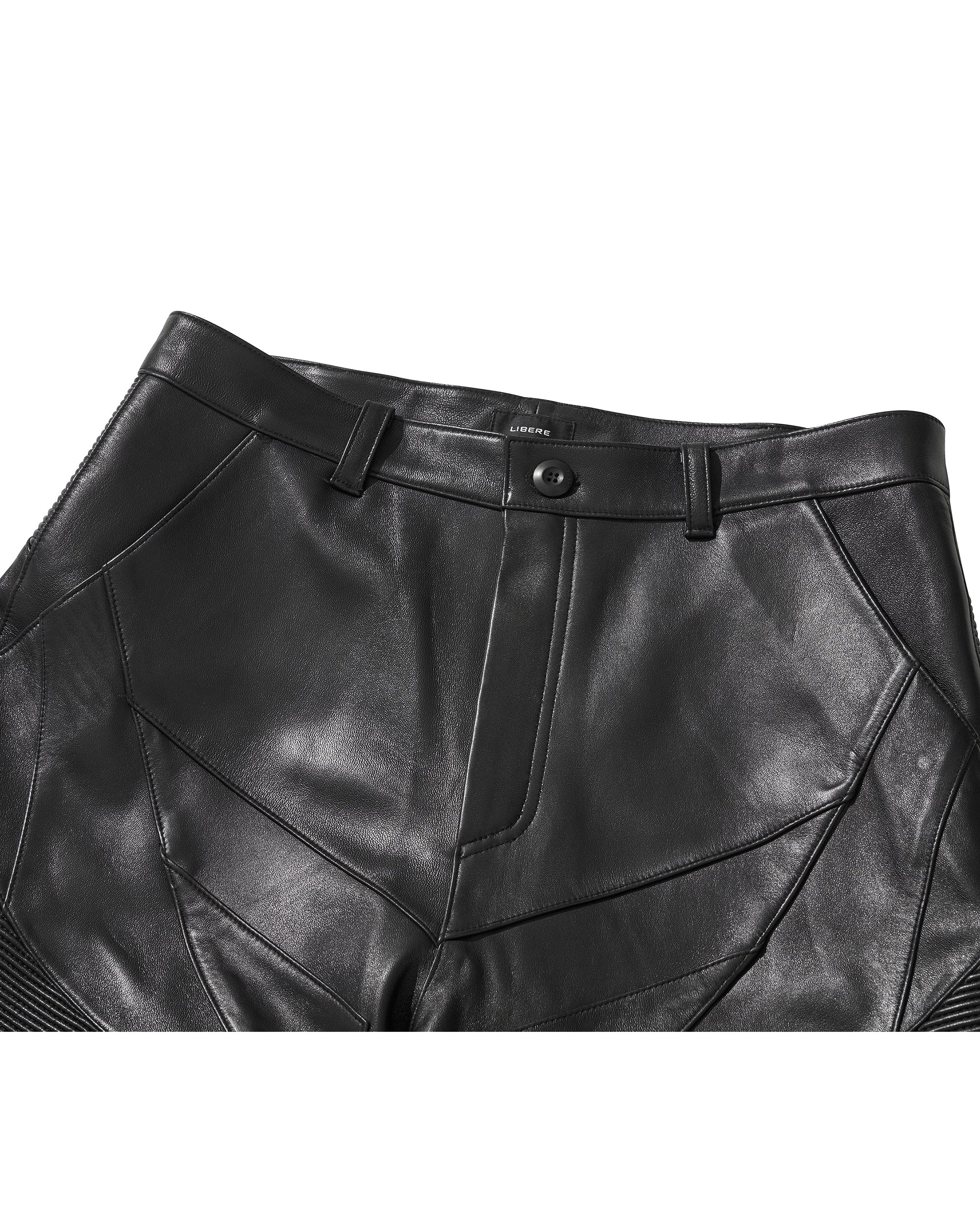 LEATHER BIKER HALF PANTS / BLACK - Image 10