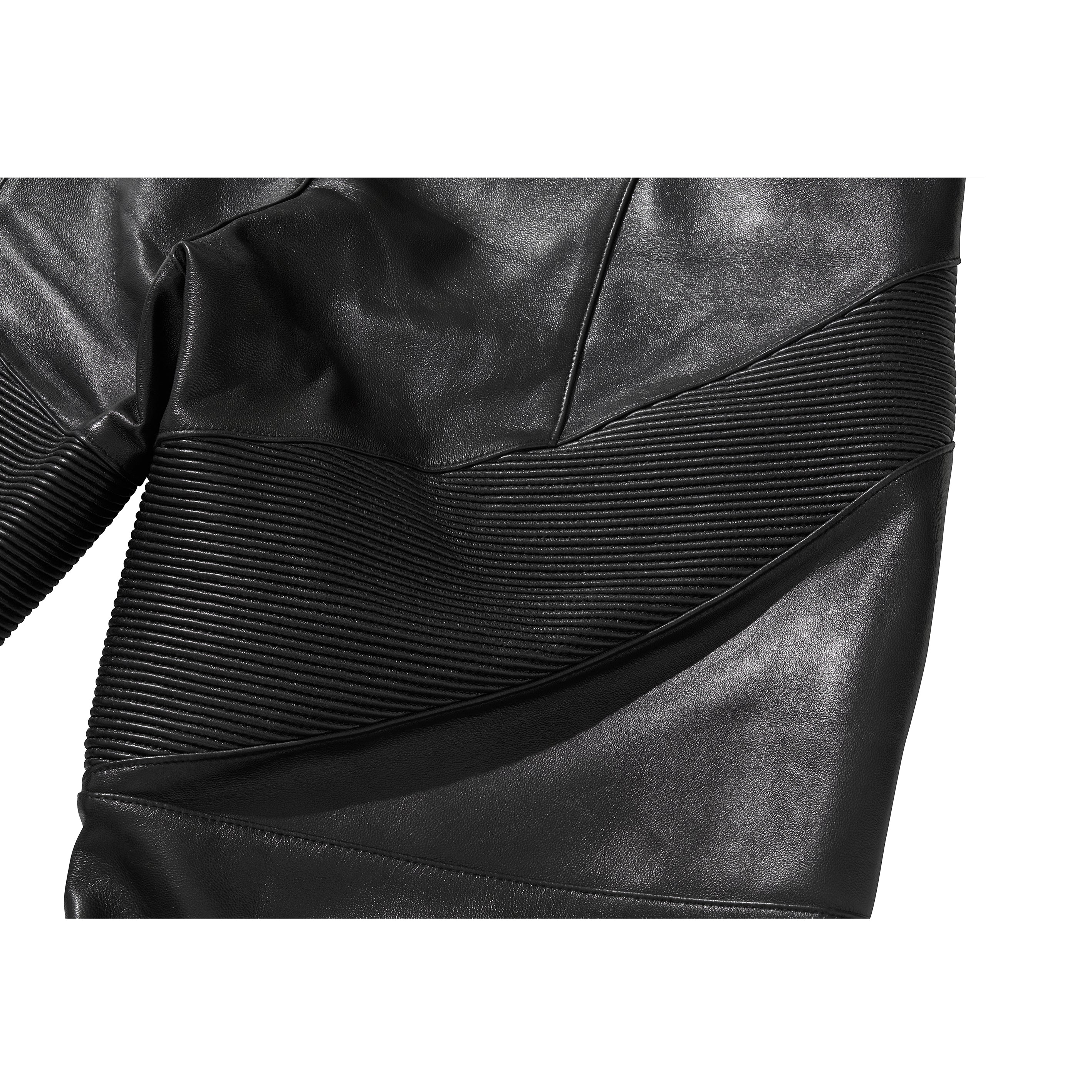 LEATHER BIKER HALF PANTS / BLACK - Image 17