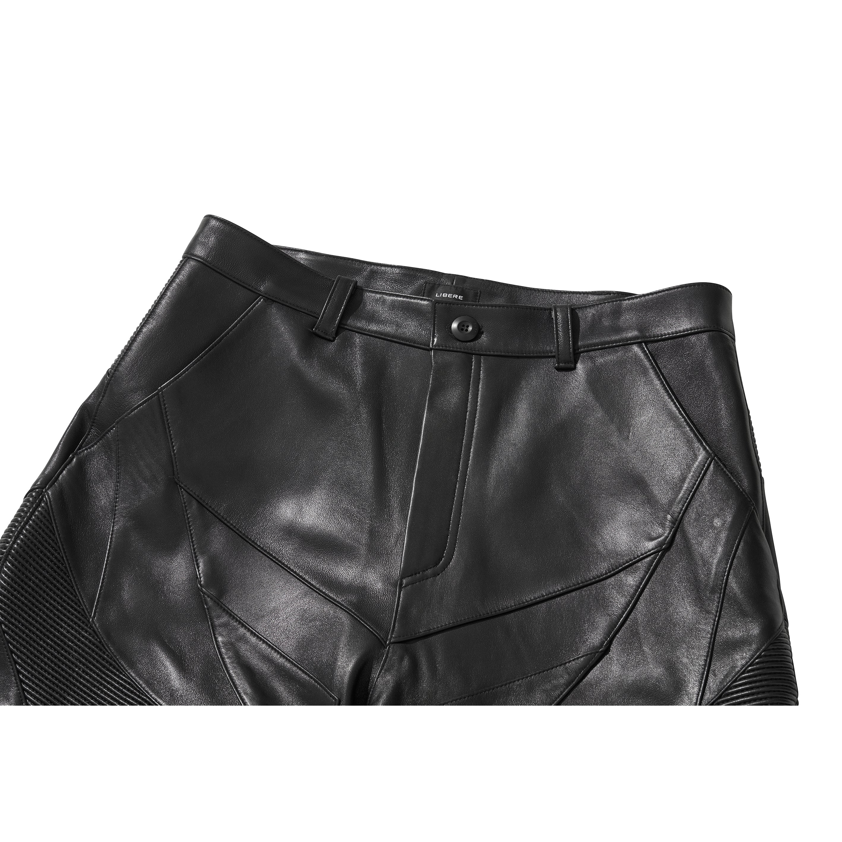 LEATHER BIKER HALF PANTS / BLACK - Image 35