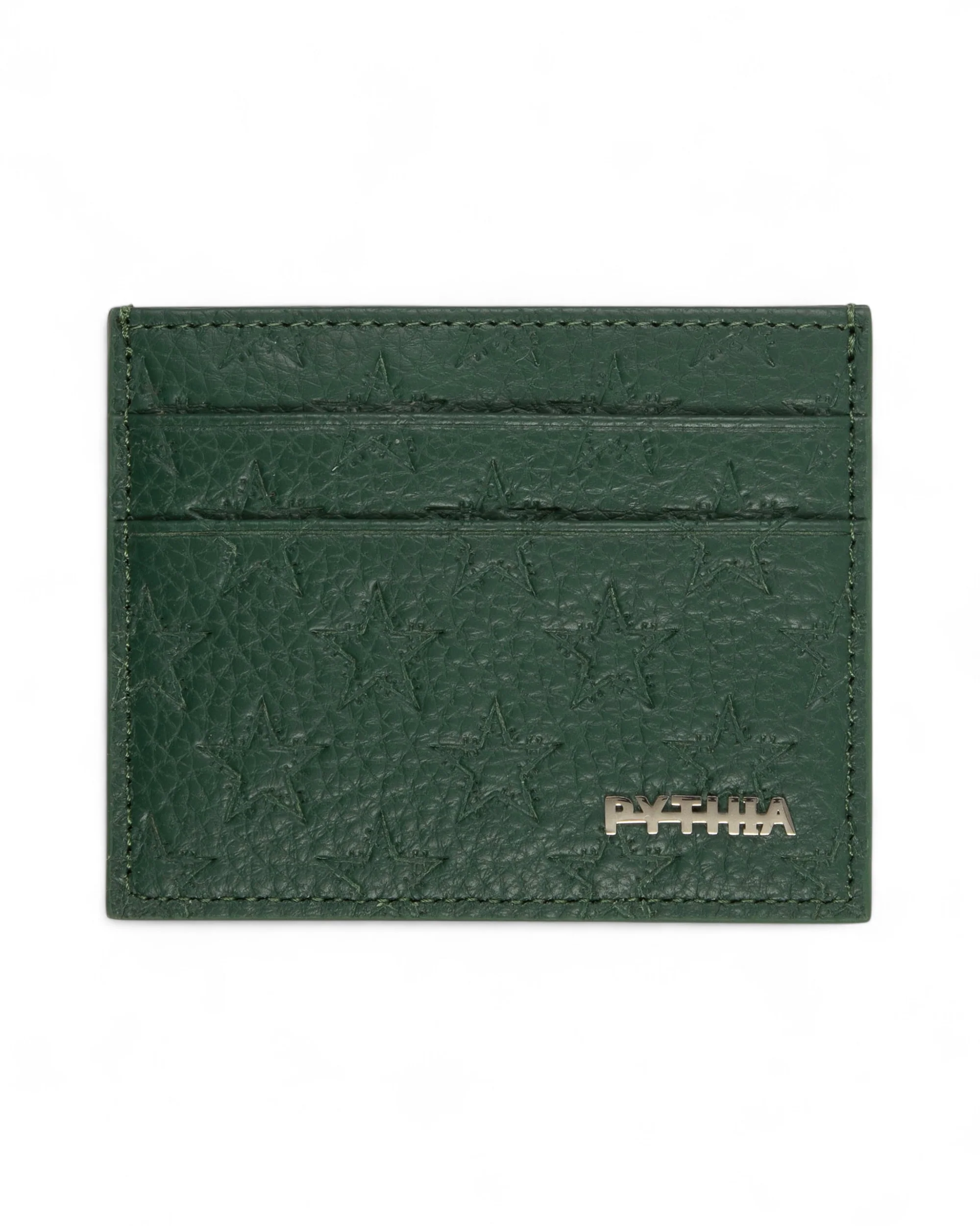 LEATHER EMBOSSED CARD HOLDER - EMERALD