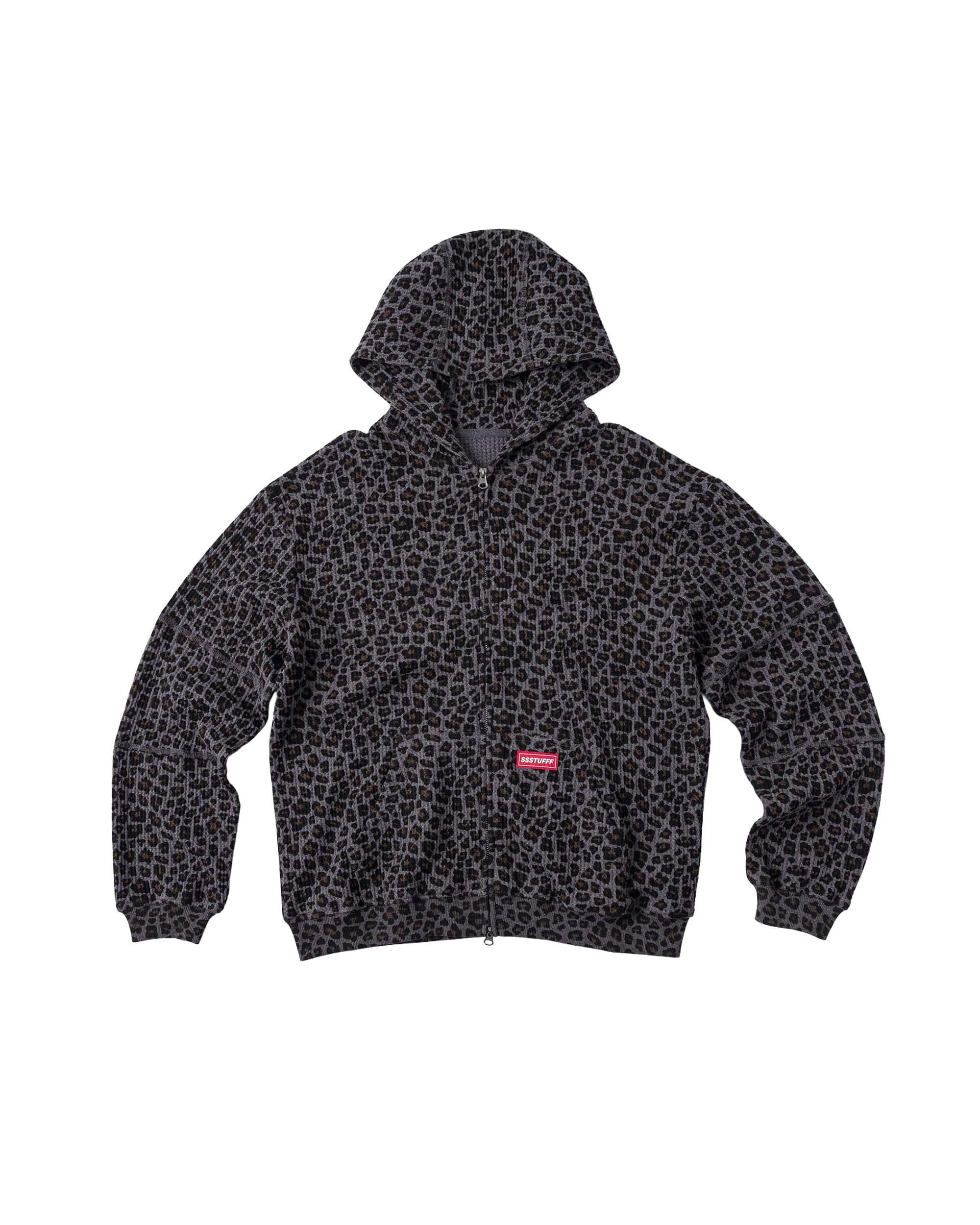 Leopard Waffle Zip Up