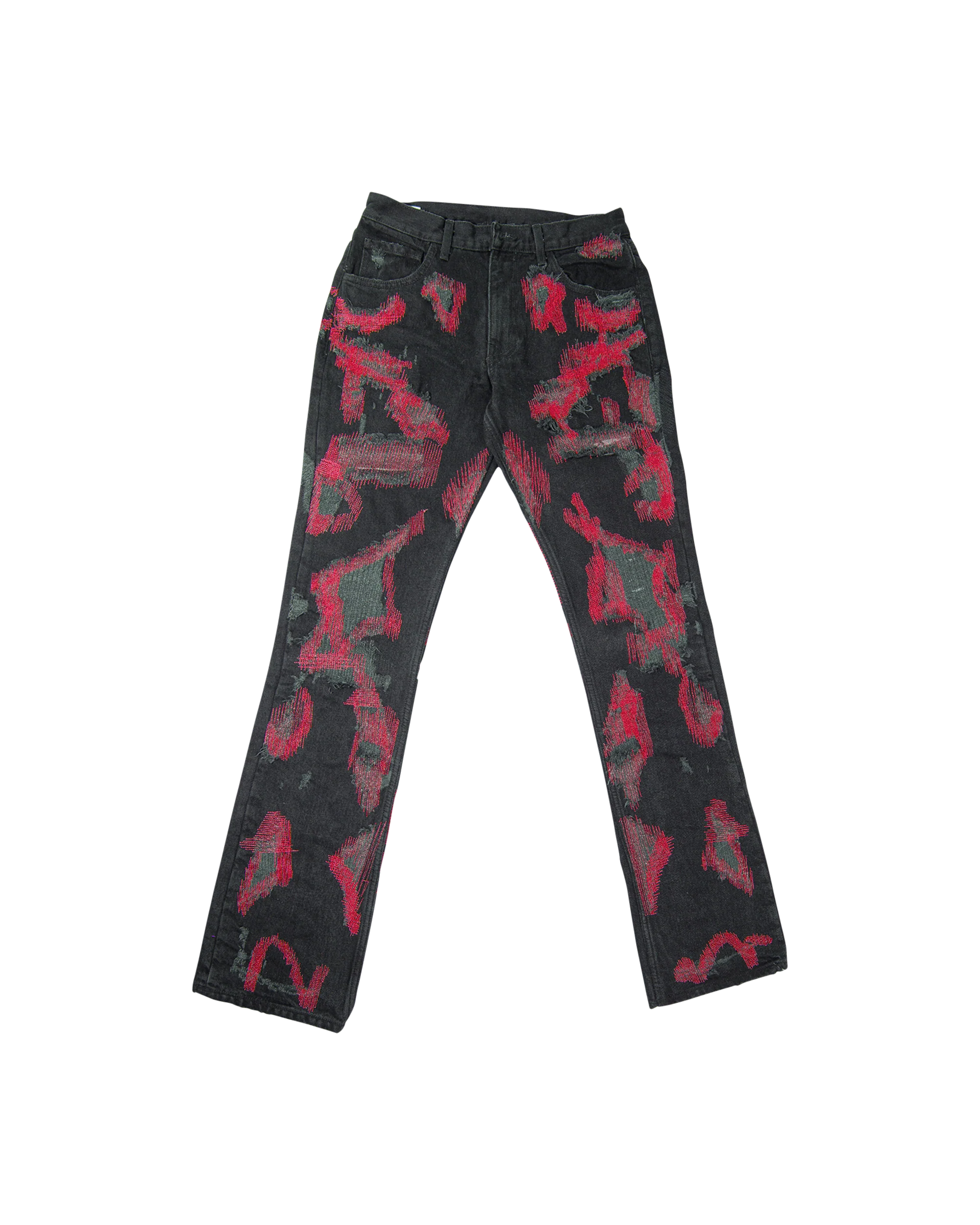 LESS BLACK/RED DENIM