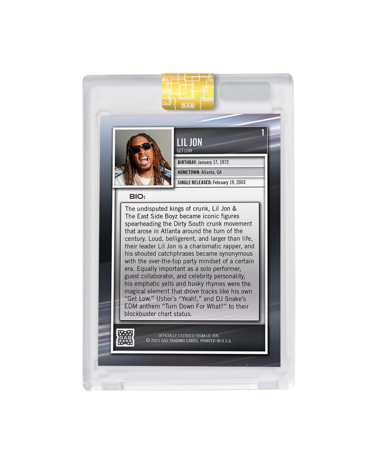 Limited Edition Lil Jon 2024 GAS Cracked Ice Foil Trading Card - Image 11