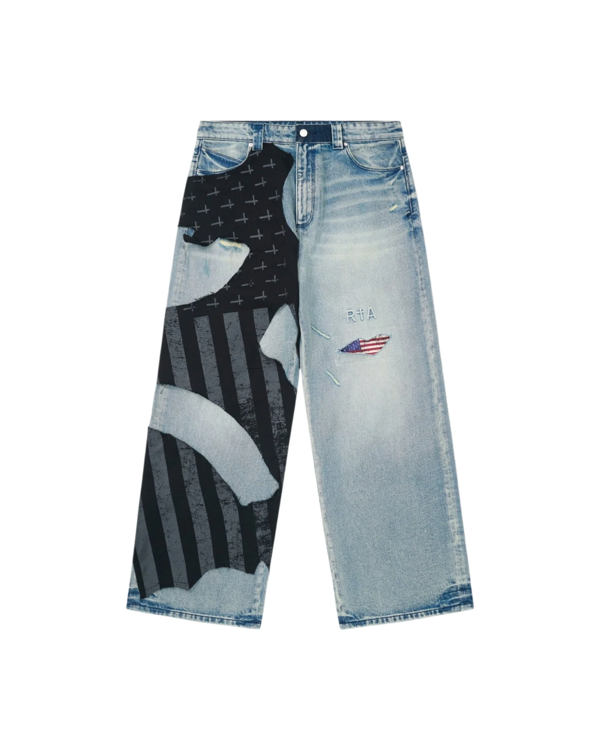 LIOR WIDE LEG JEANS | INDIGO FRAYED FLAG