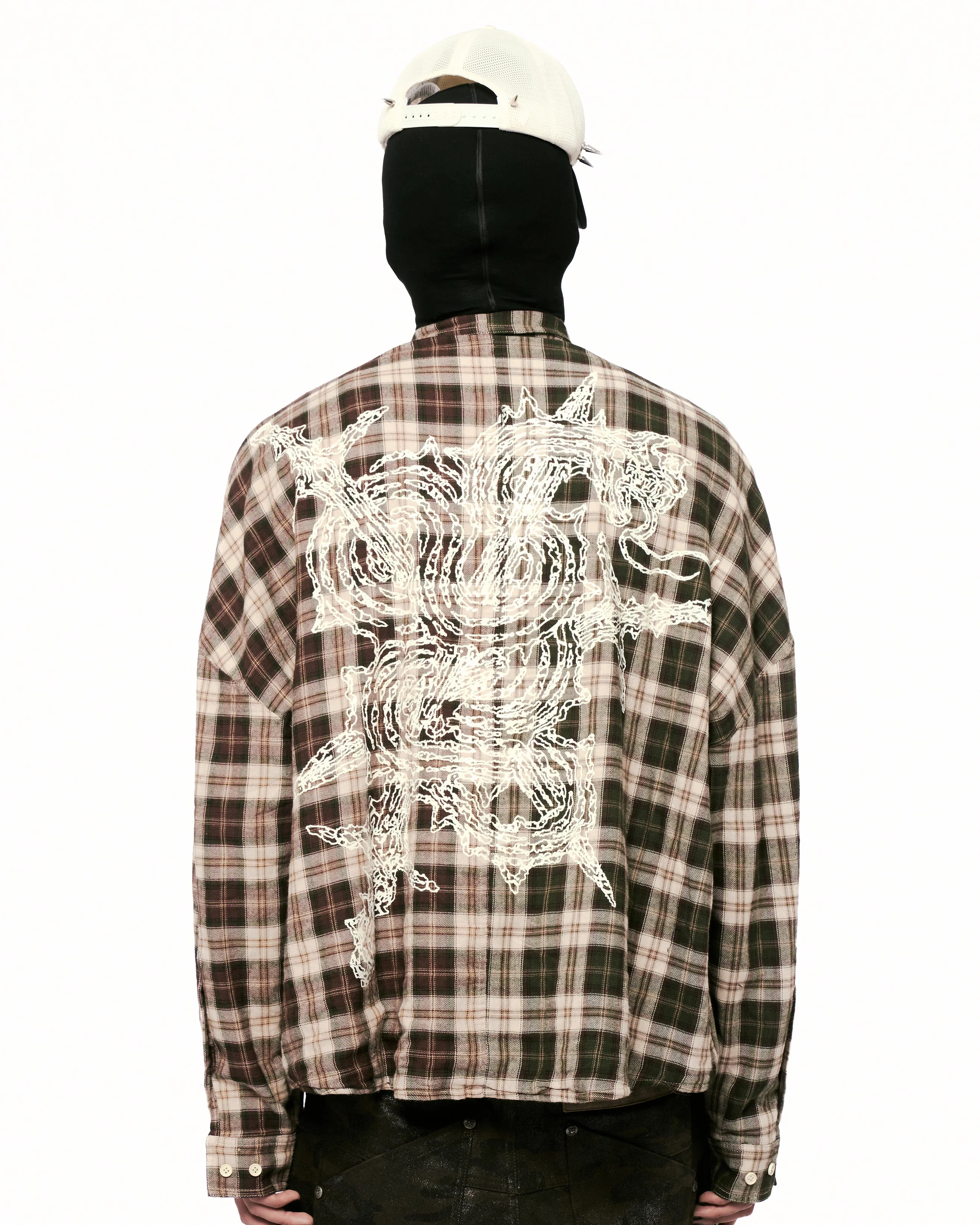 Lorian Printed Plaid Shirt in Red & Green - Image 12