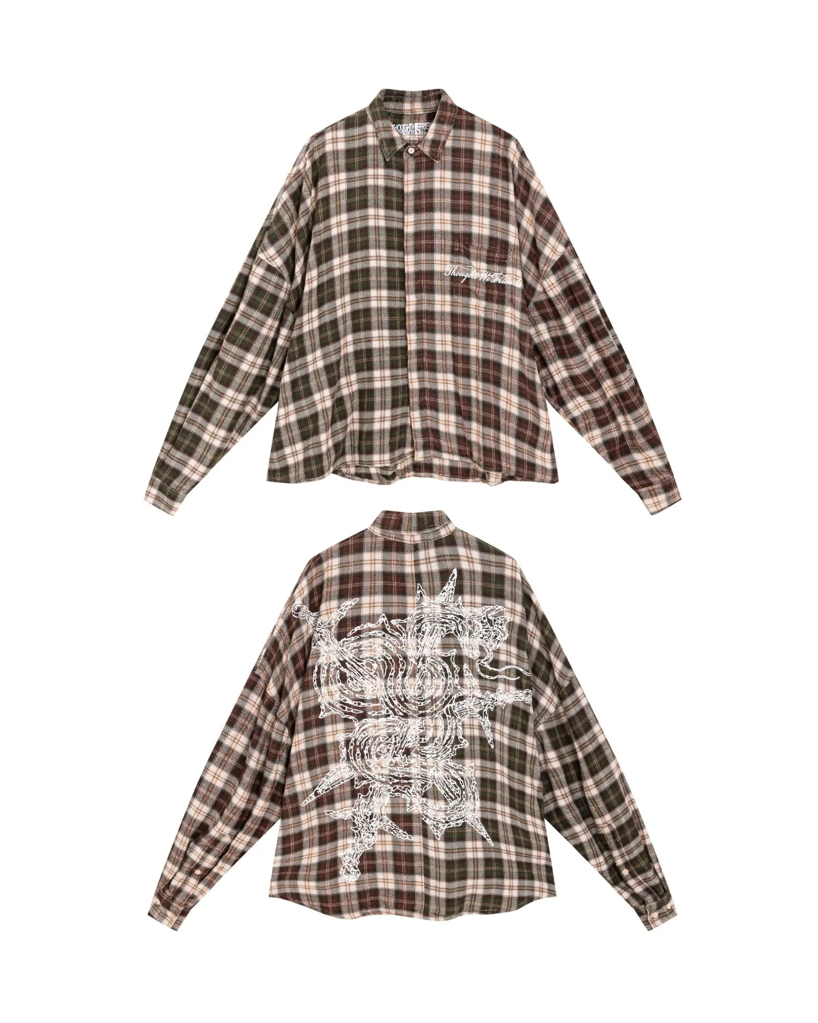 Lorian Printed Plaid Shirt in Red & Green - Image 15