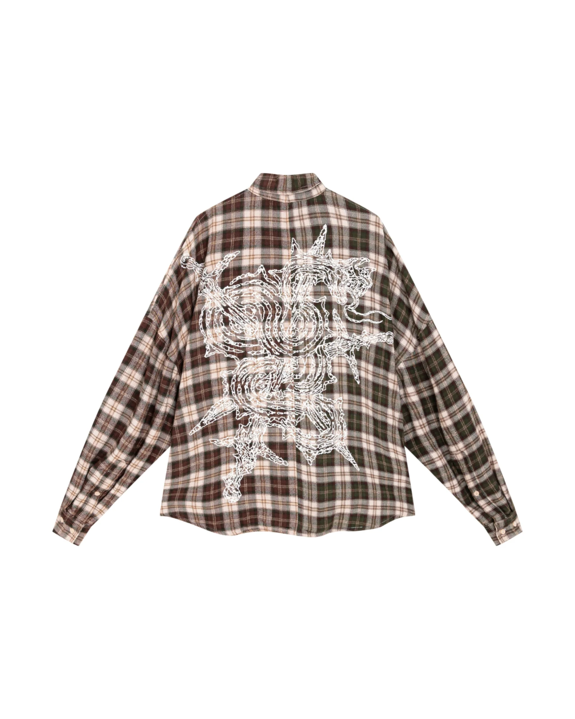 Lorian Printed Plaid Shirt in Red & Green - Image 2