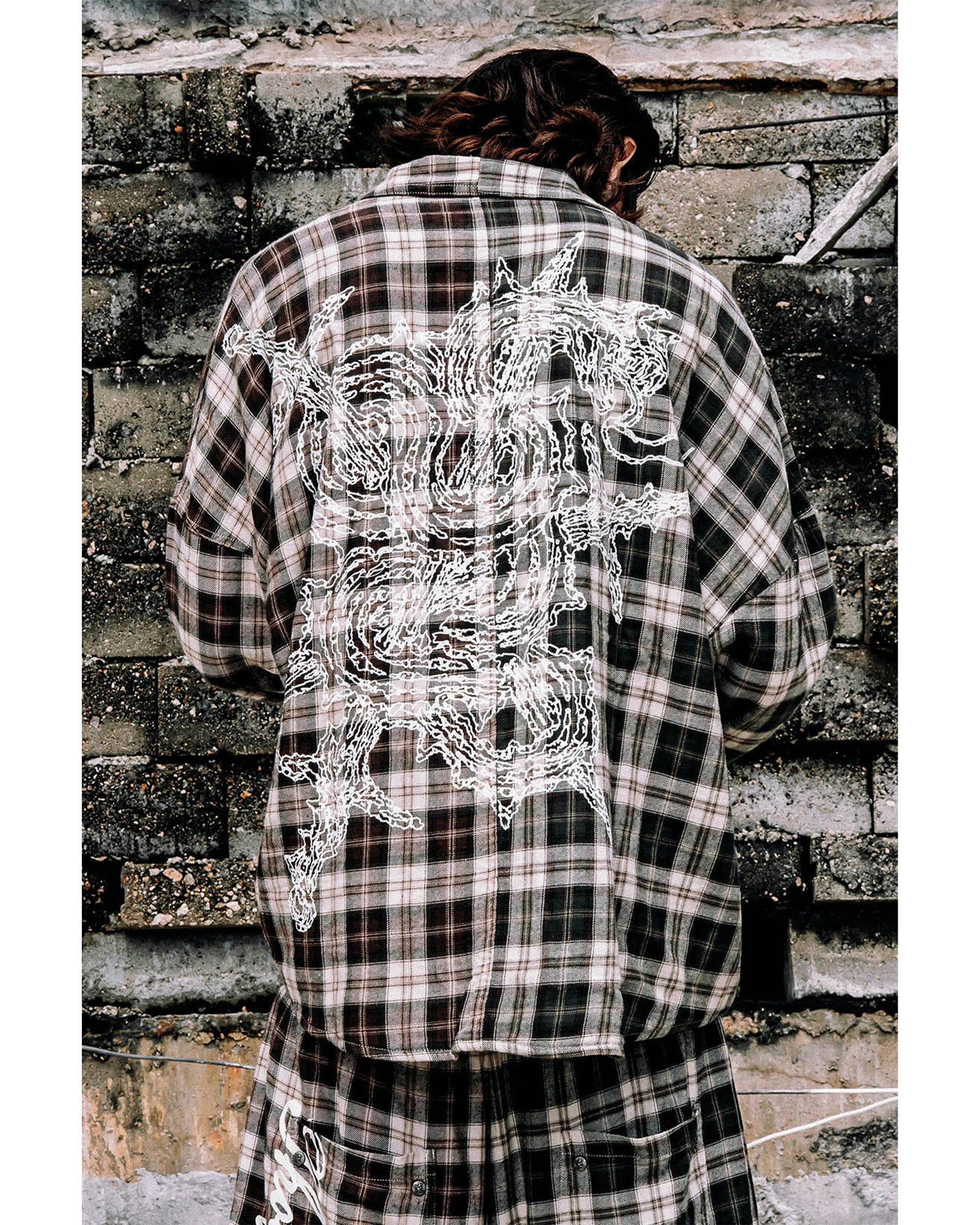 Lorian Printed Plaid Shirt in Red & Green - Image 4