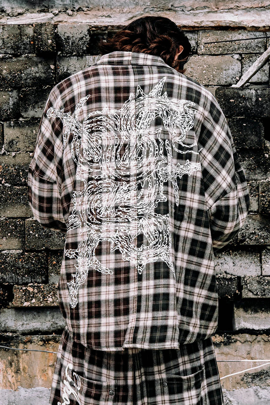 Lorian Printed Plaid Shirt in Red & Green - Image 6
