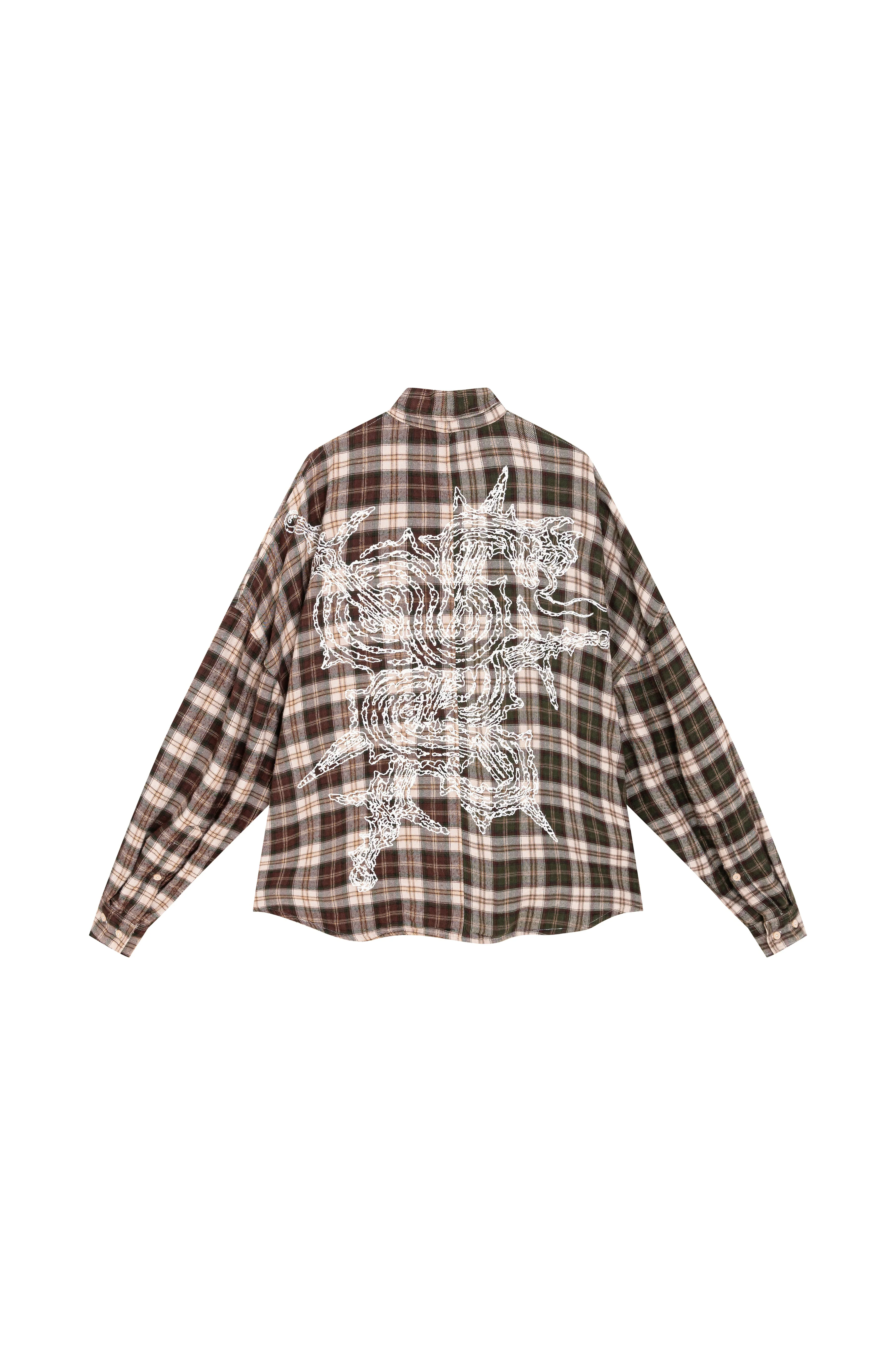 Lorian Printed Plaid Shirt in Red & Green - Image 8