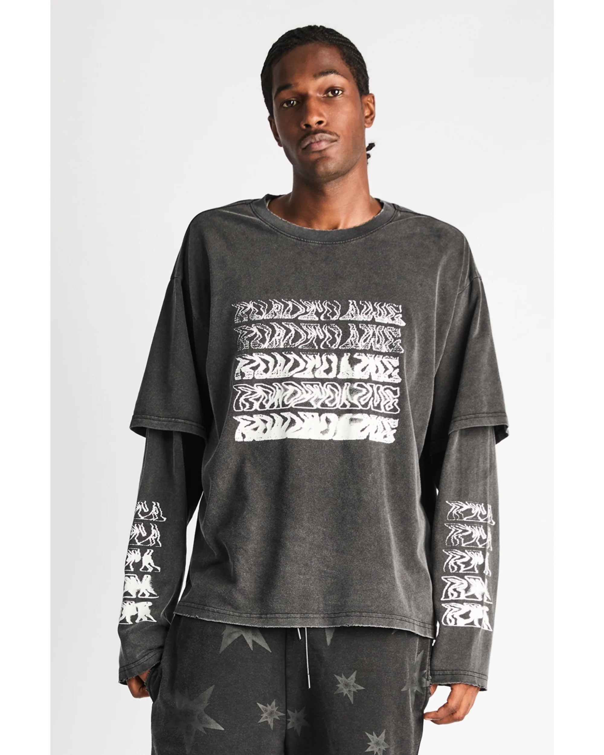 LORIS DOUBLE LAYERED LONG SLEEVE TEE | BLACK SMOKY RTA - Image 3