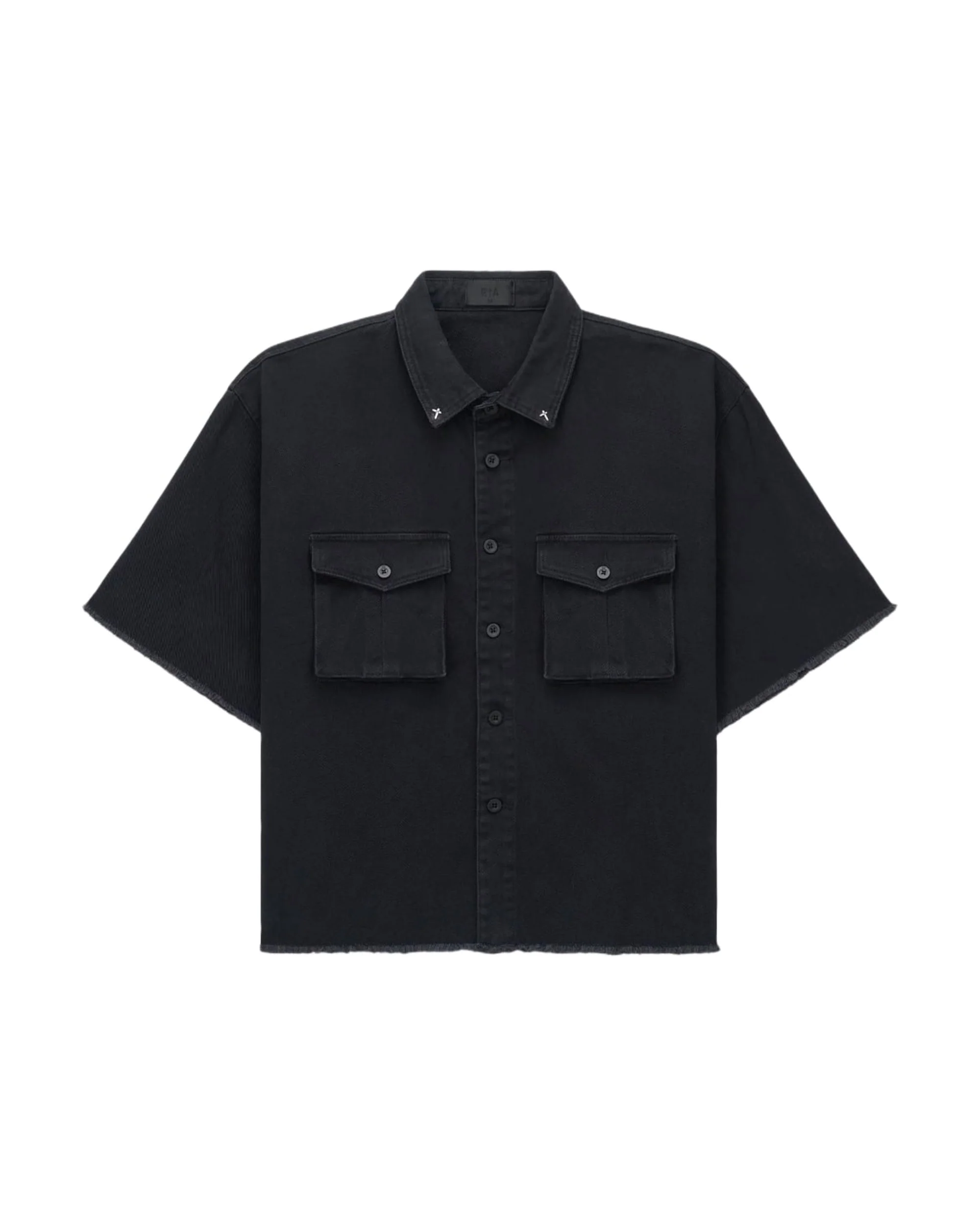 LUCIANO CROPPED DENIM SHIRT | WASHED BLACK