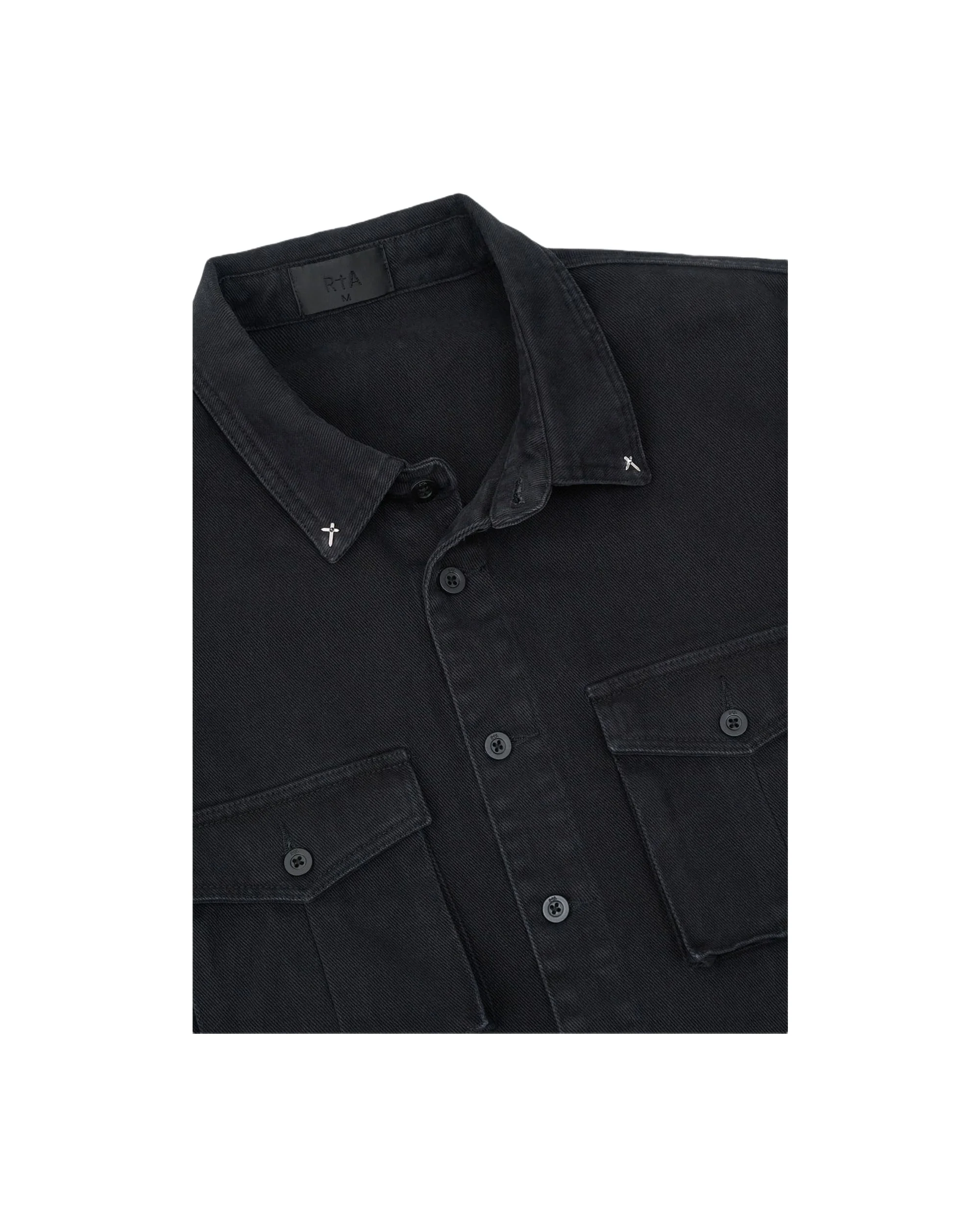 LUCIANO CROPPED DENIM SHIRT | WASHED BLACK - Image 4