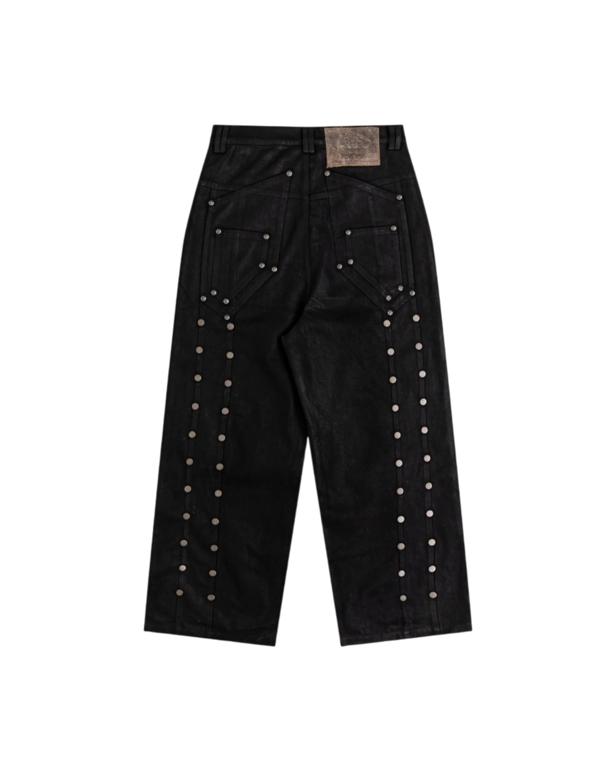 Lucius Embroidered Waxed Baggy Denims in Black - Image 2