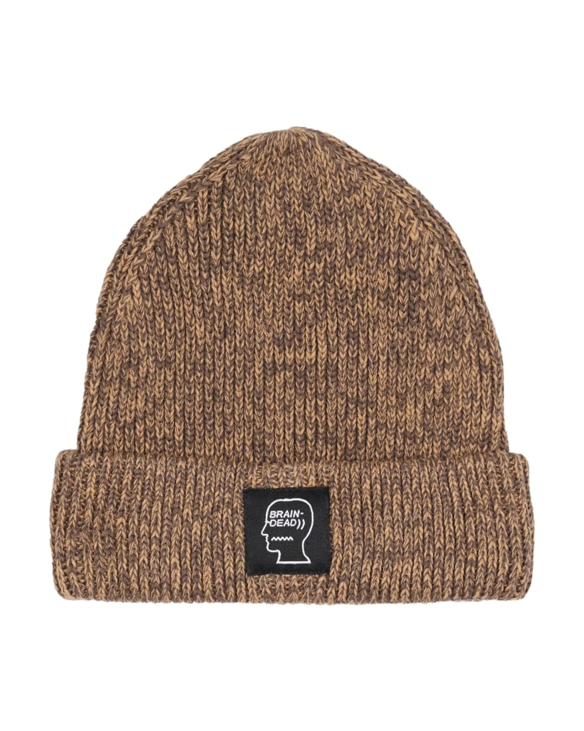 Marled Cotton Logohead Beanie - Brown