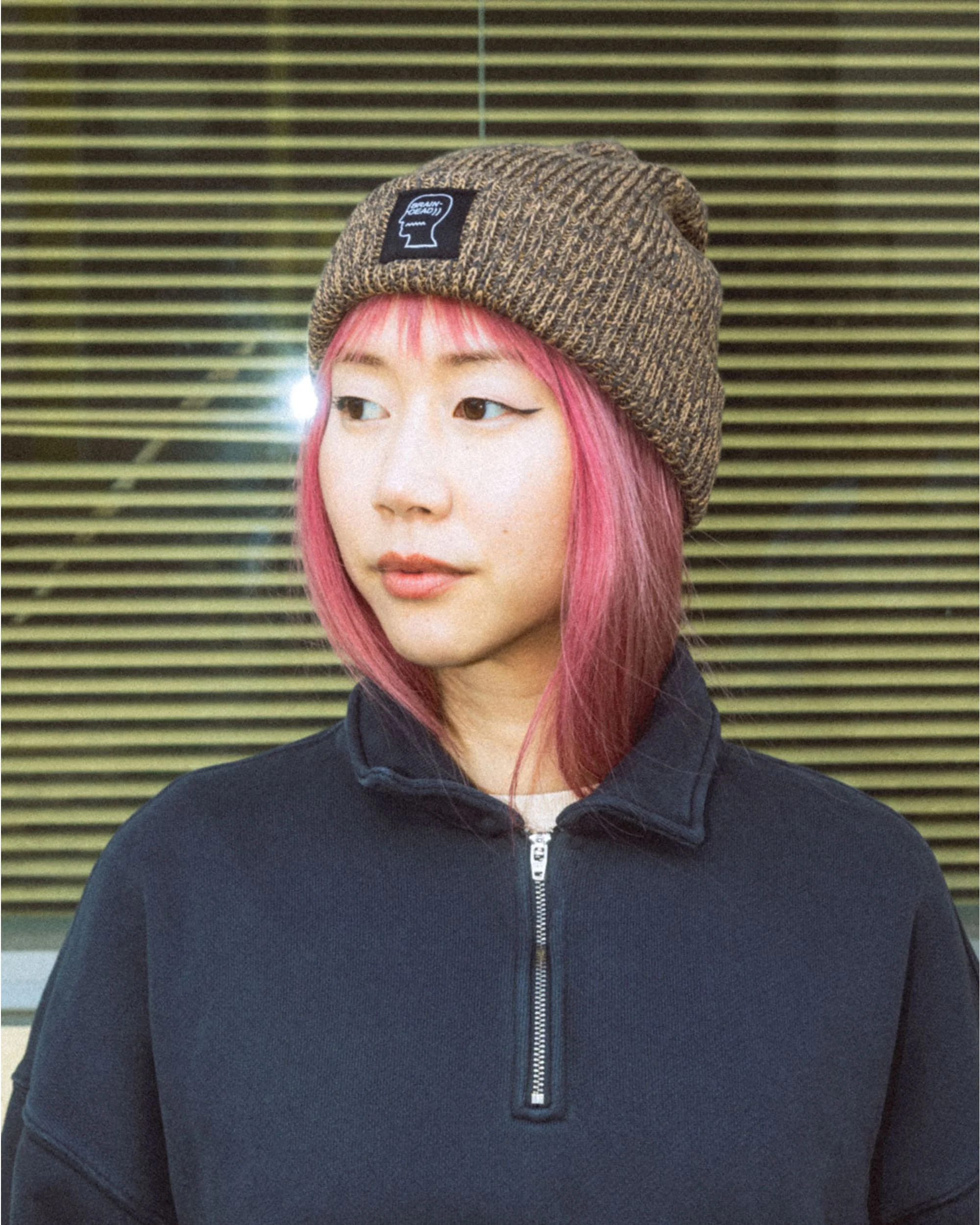 Marled Cotton Logohead Beanie - Brown - Image 4