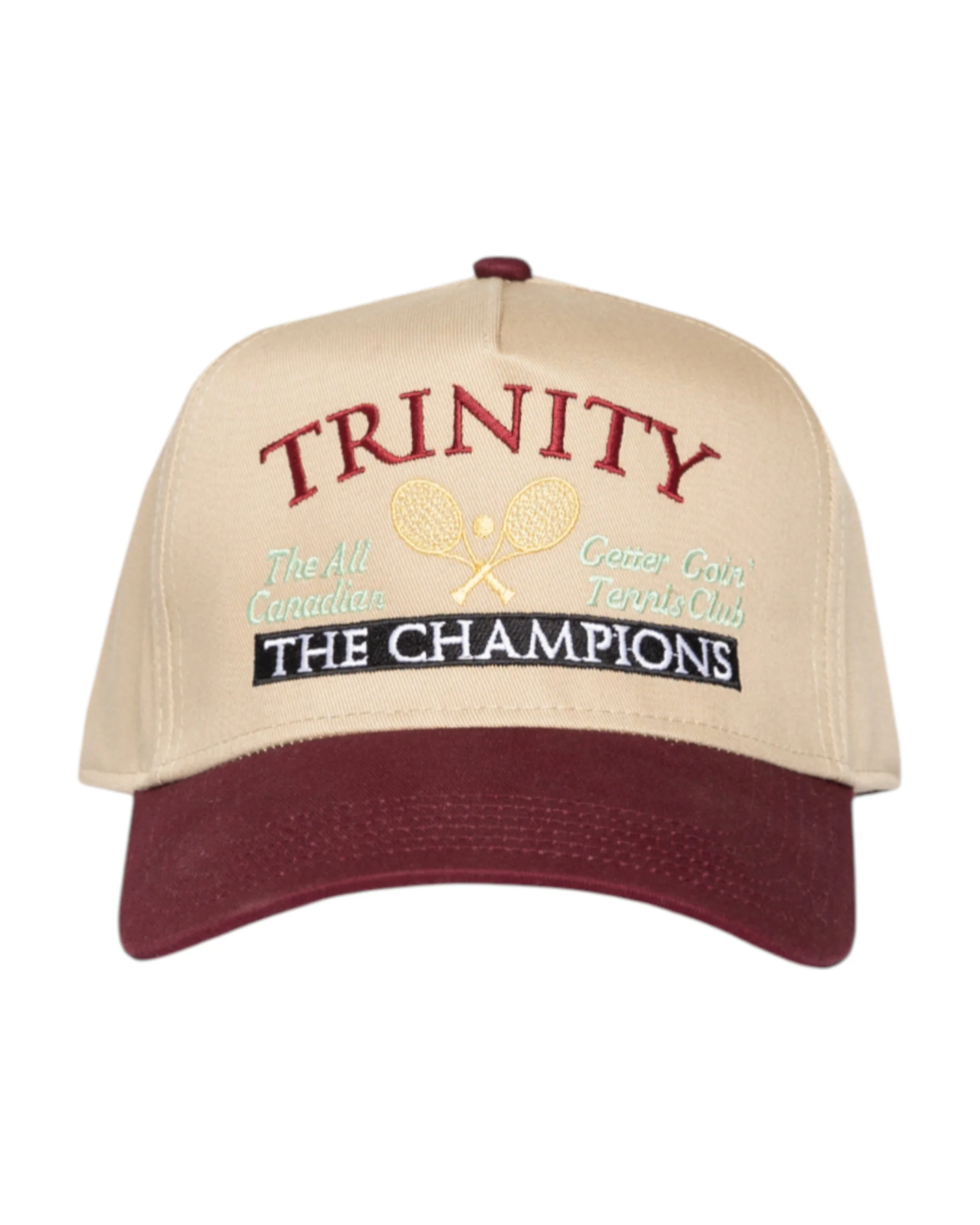 Maroon Khaki Tennis Snapback Hat