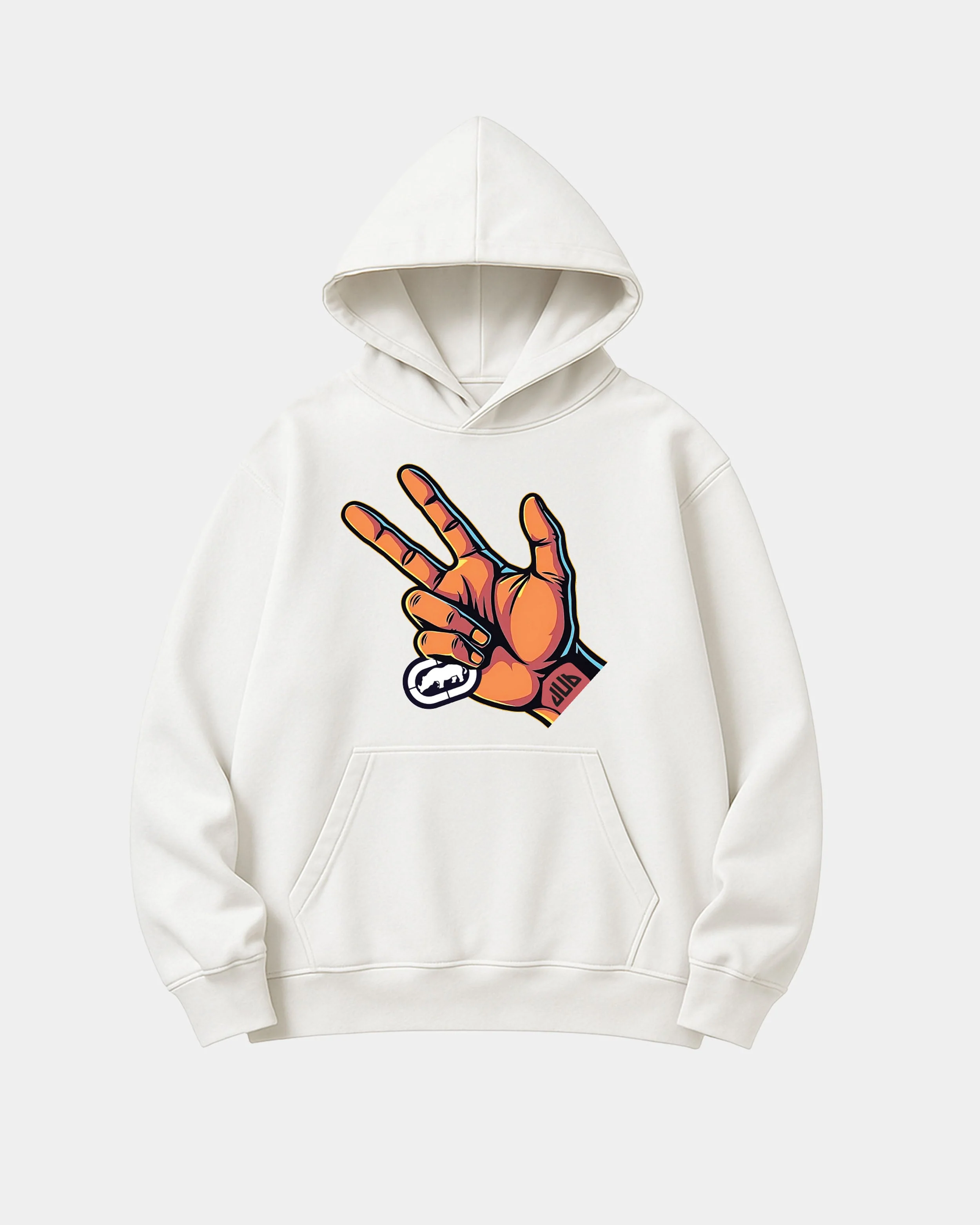 MEN THREE POINT HAND HOODIE-102 off white - Image 5