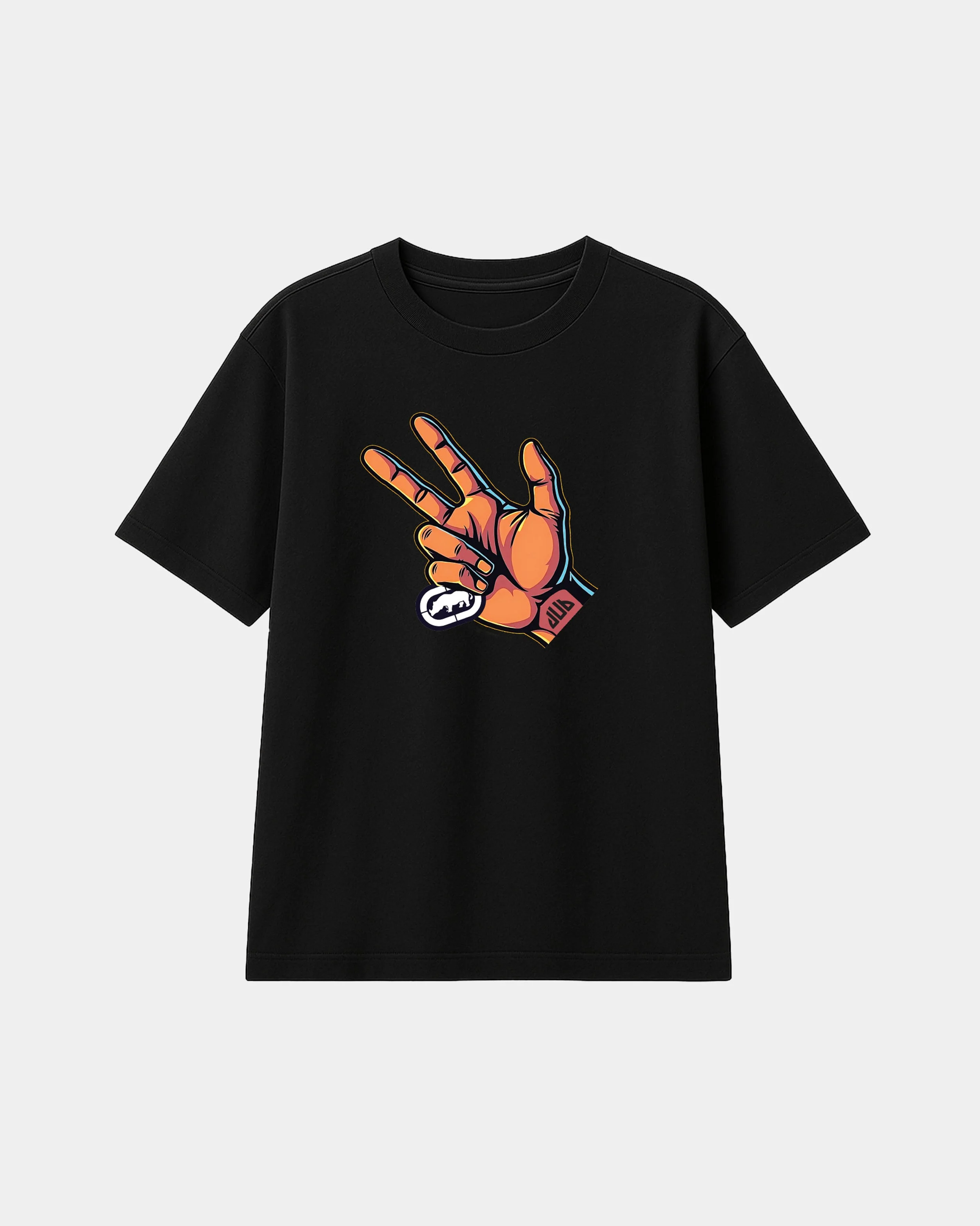 MEN THREE POINT HAND TEE-001 black - Image 5
