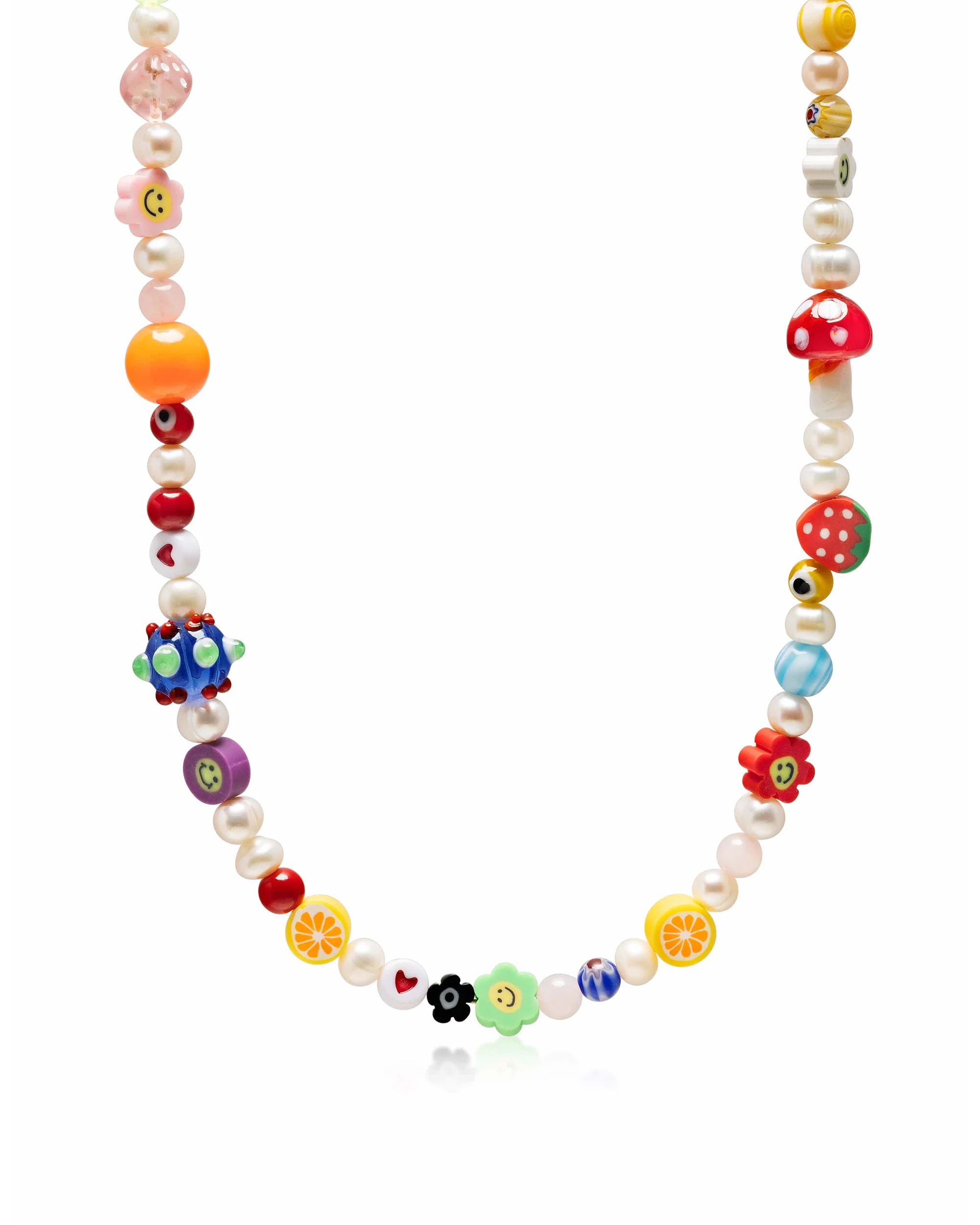 Men's Berry Pearl Necklace with Assorted Beads