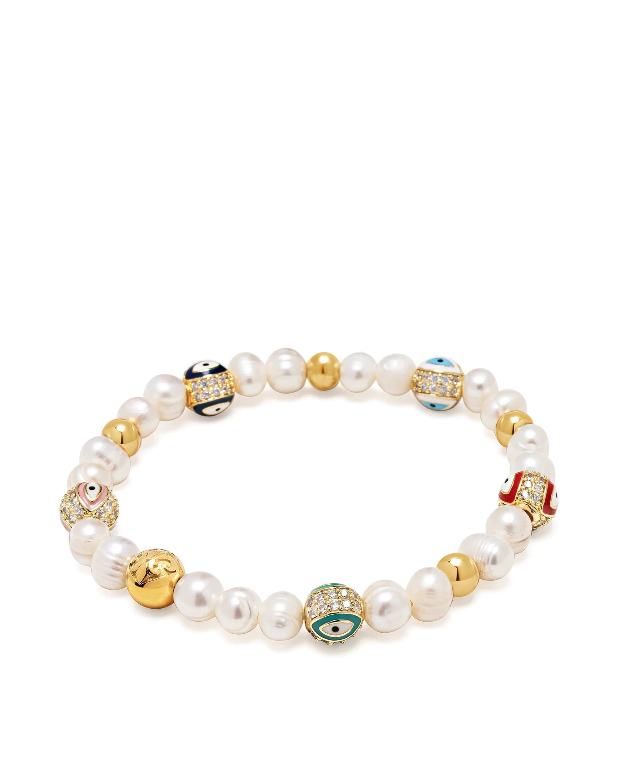 Men's Evil Eye Pearl Bracelet - Image 3