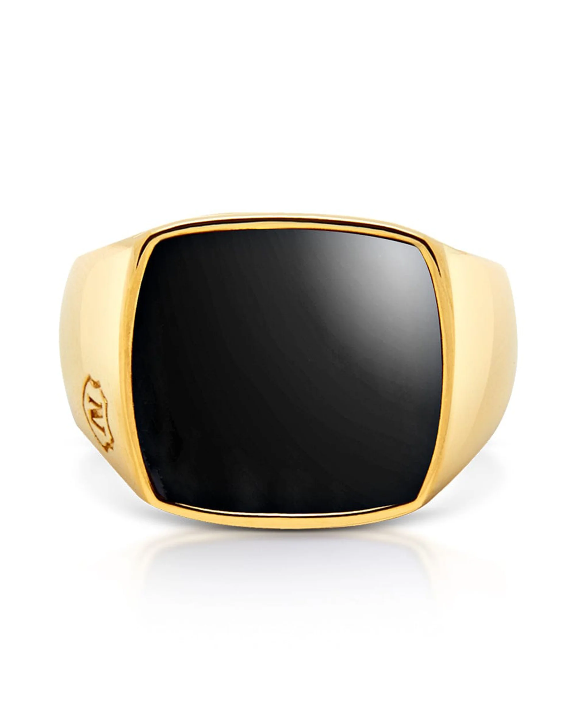 Men's Gold Signet Ring with Onyx