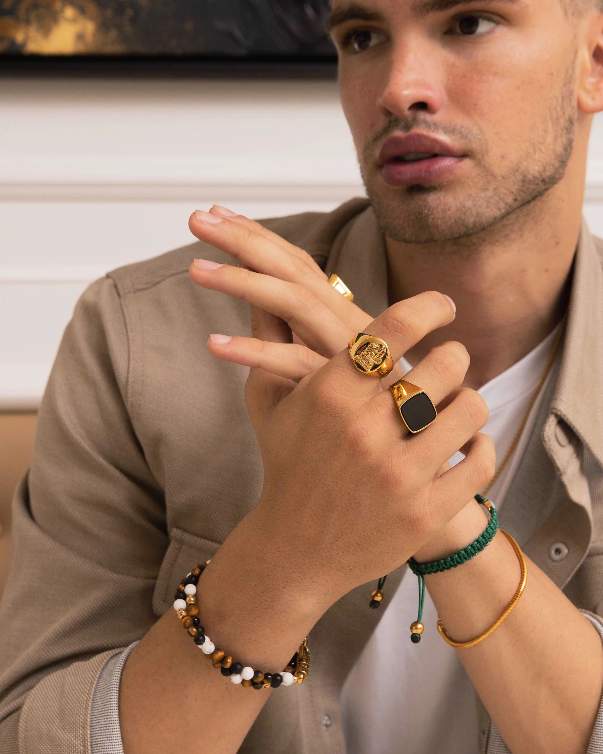 Men's Gold Signet Ring with Onyx - Image 6