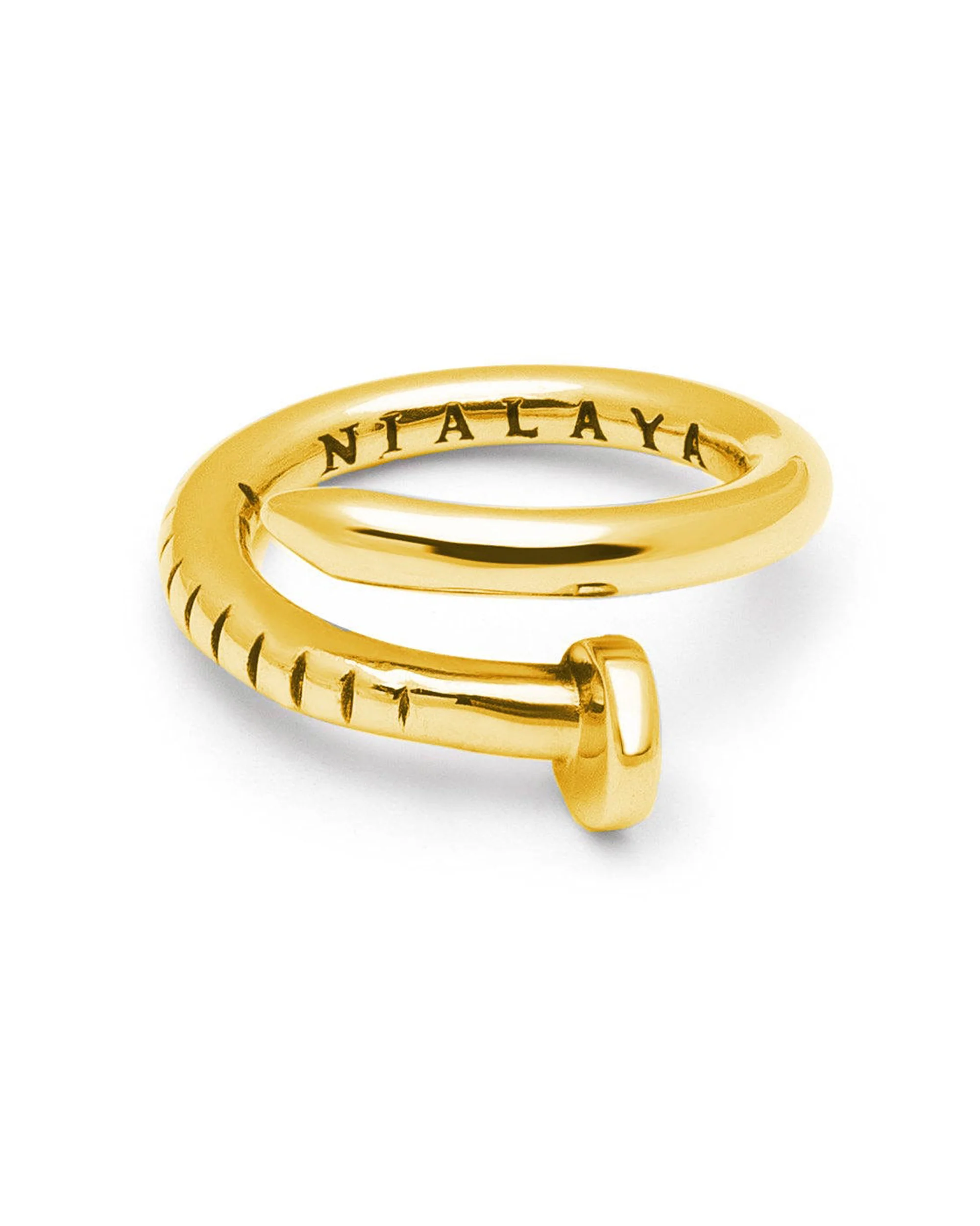 Men's Nail Ring with Dorje Engraving and Gold Finish