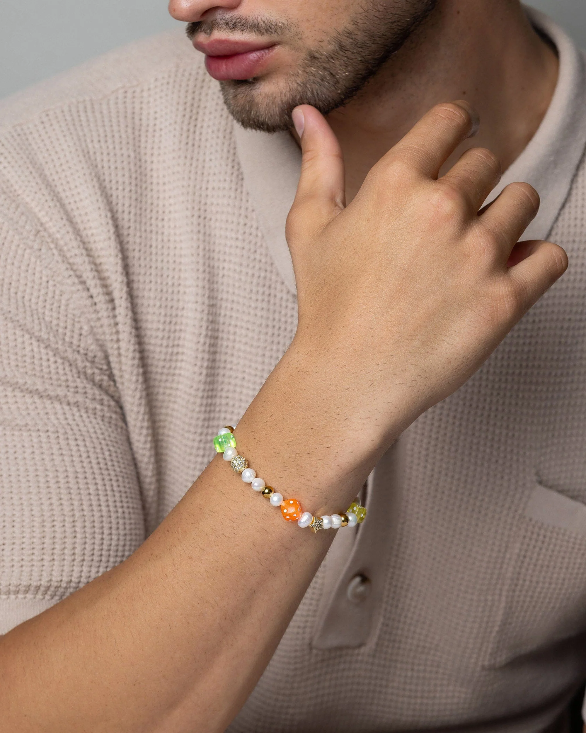 Men's Pair of Dice Pearl Bracelet - Image 3