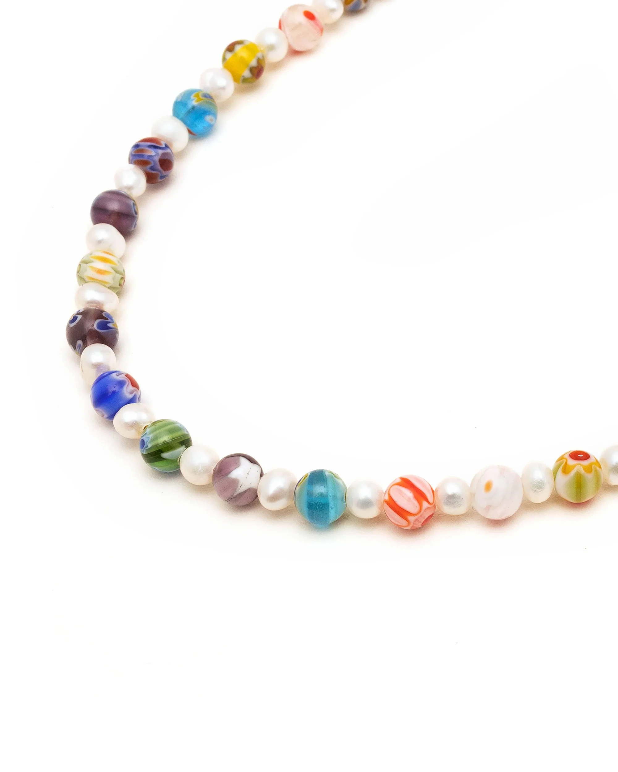 Men's Pearl Necklace with Hand-Painted Glass Beads - Image 3