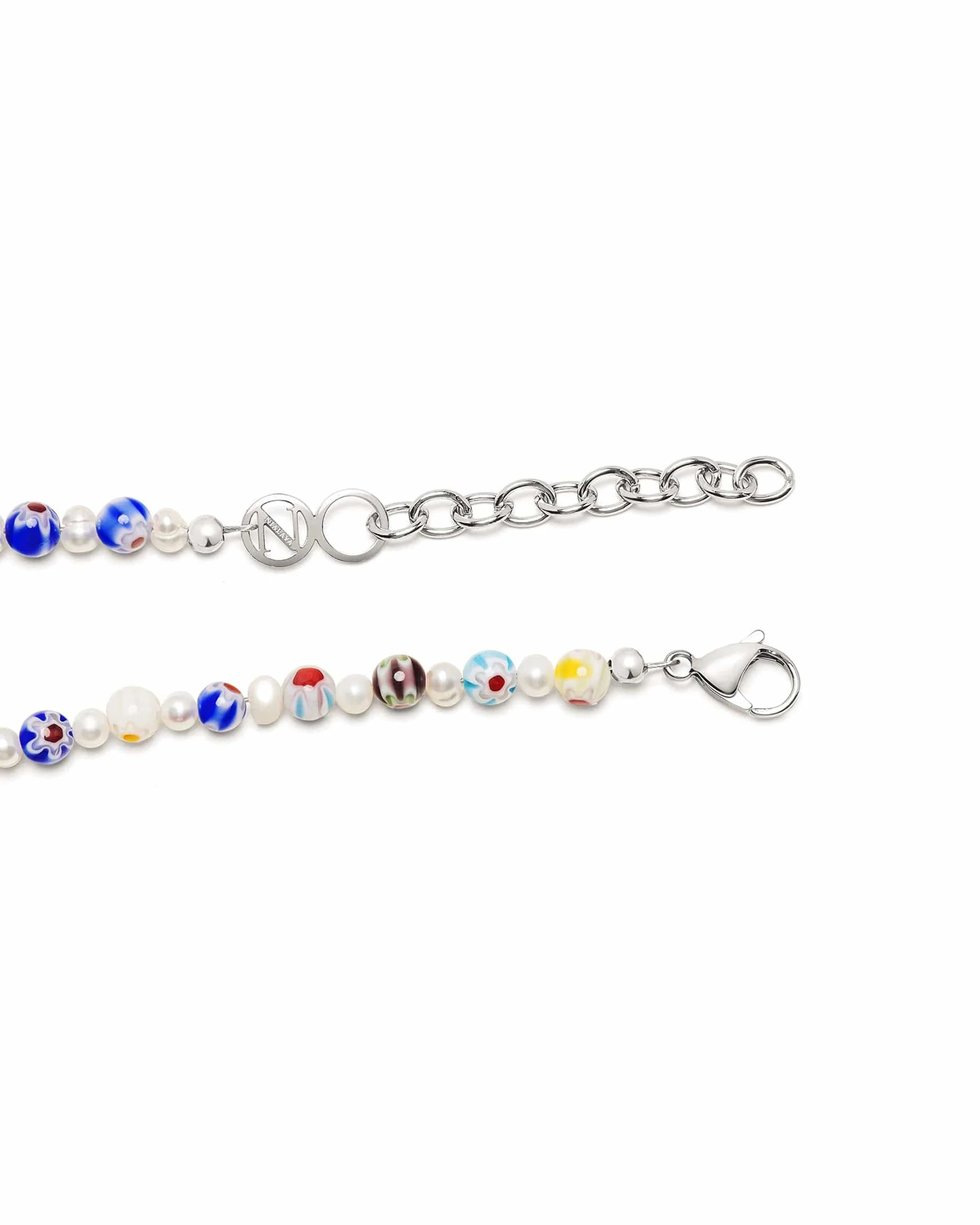 Men's Pearl Necklace with Hand-Painted Glass Beads - Image 4